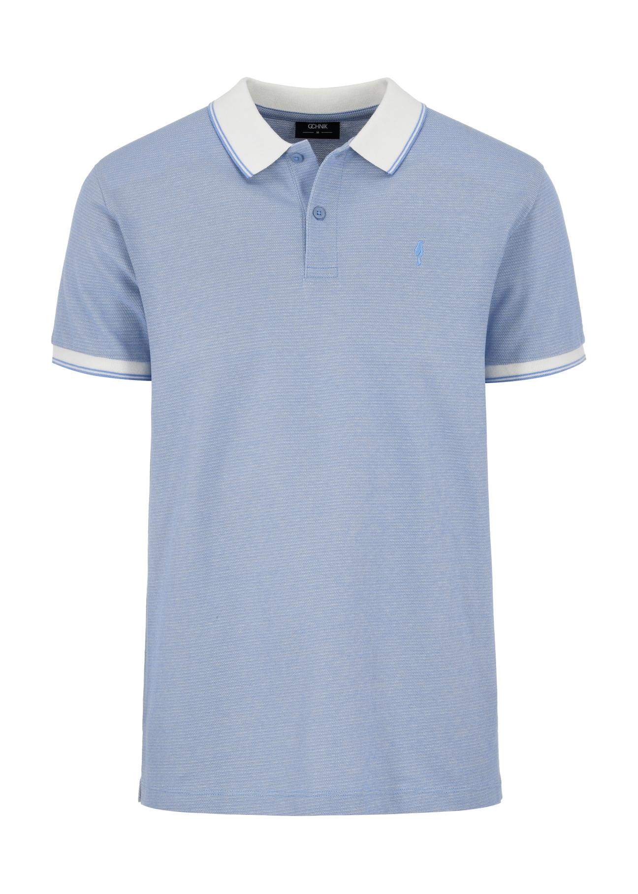 Men's blue polo shirt POLMT-0072-61(W24)-03