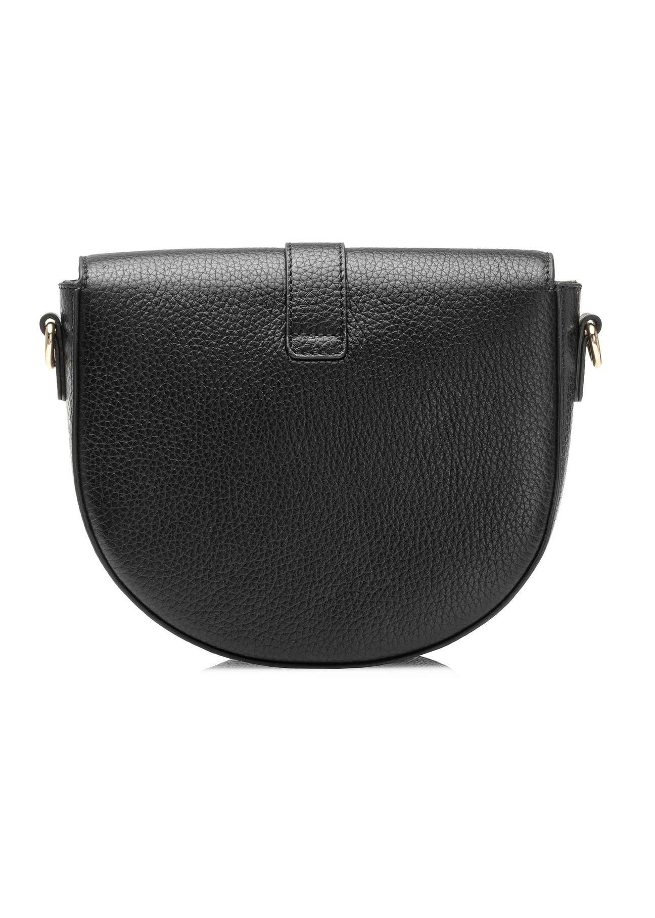 Black leather semicircular handbag TORES-0979C-99(W25)-03