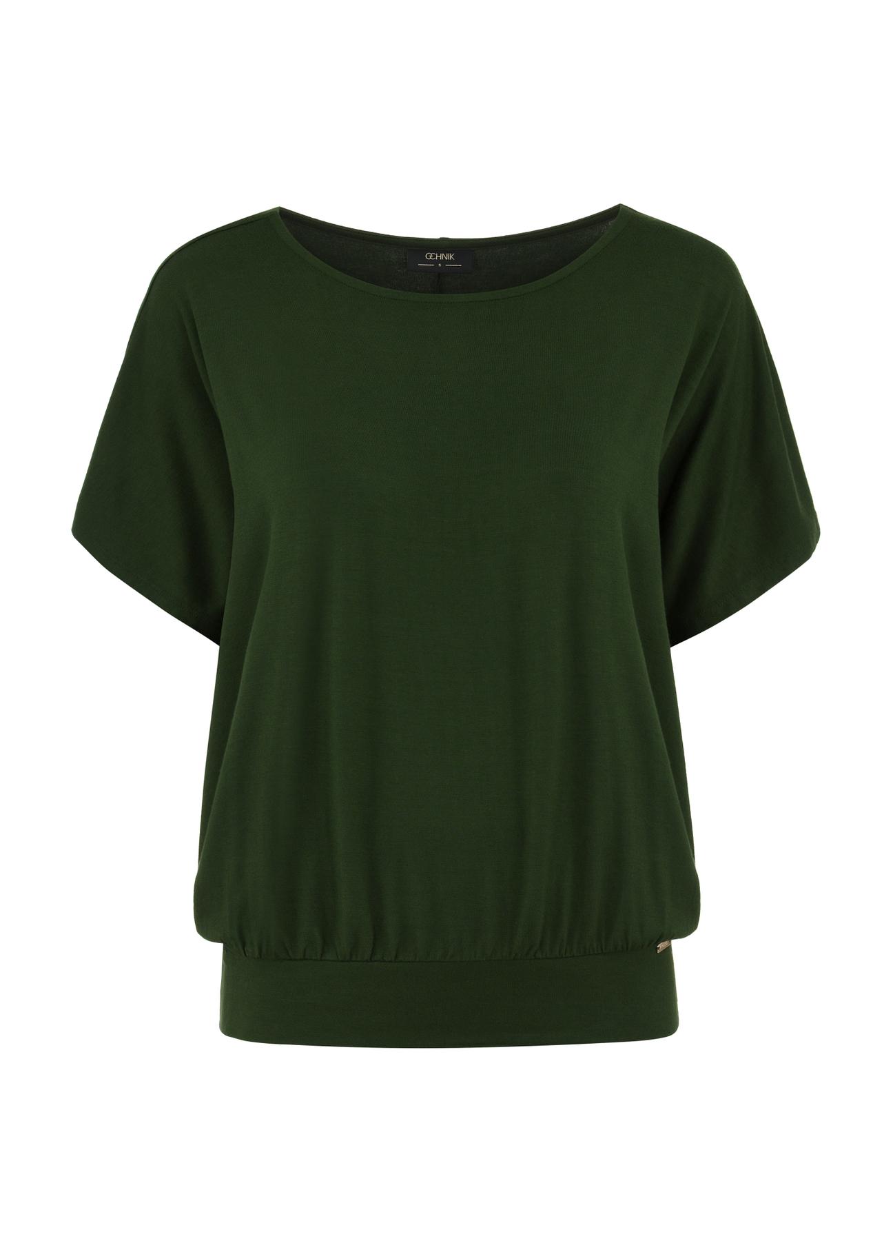 Women's green ribbed blouse BLUDT-0170-55(W24)-03