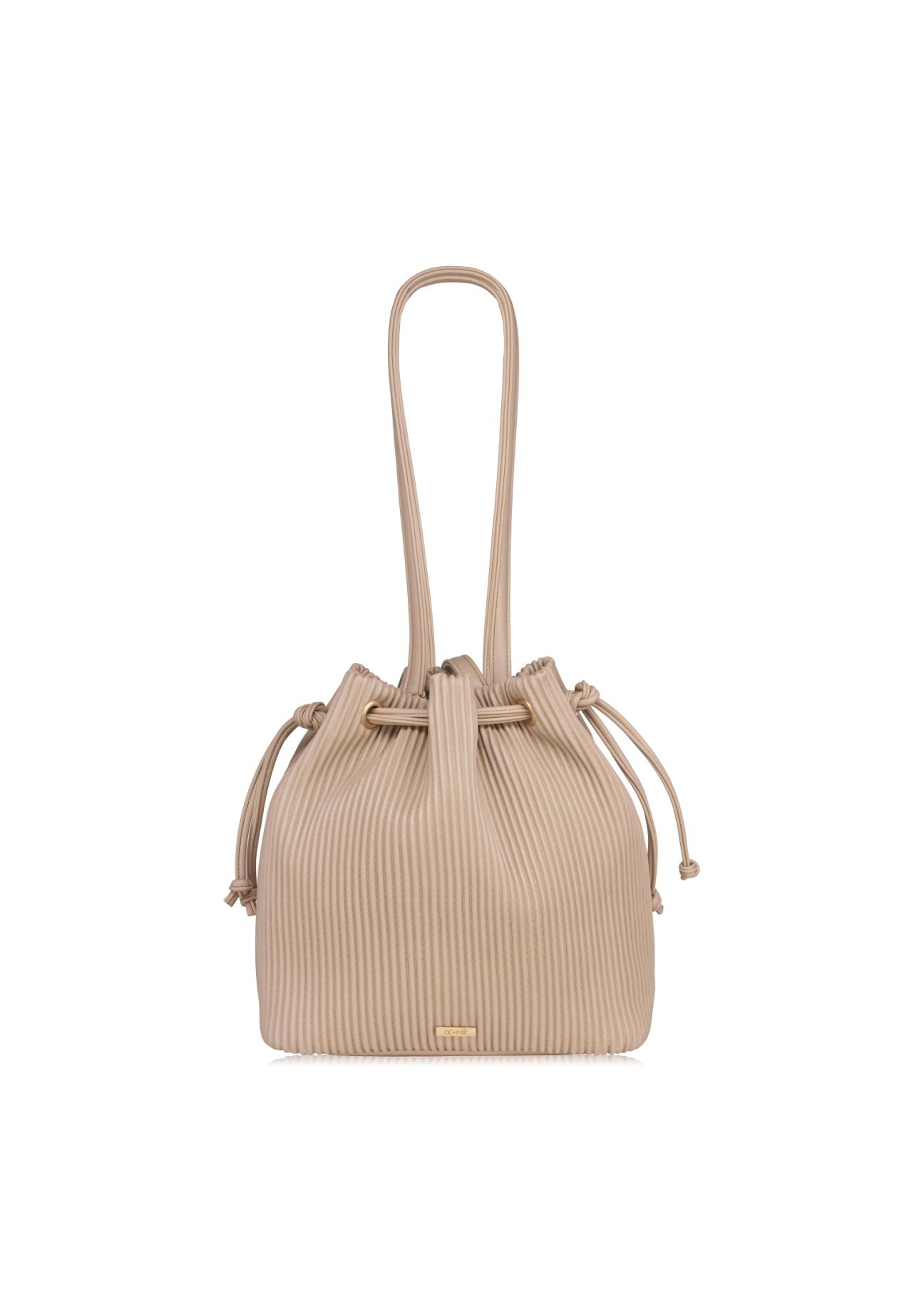 Beige ribbed bag for women TOREC-0609-81(W22)-01