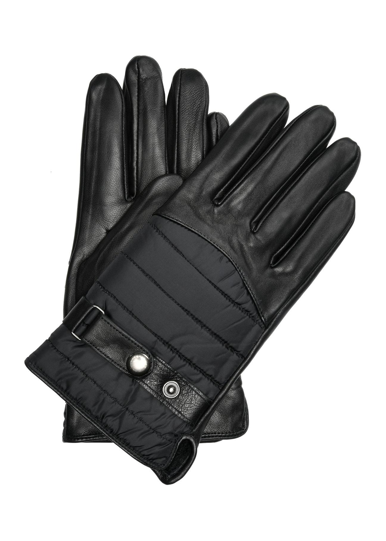 Black leather men's gloves REKMS-0079-99(Z24)