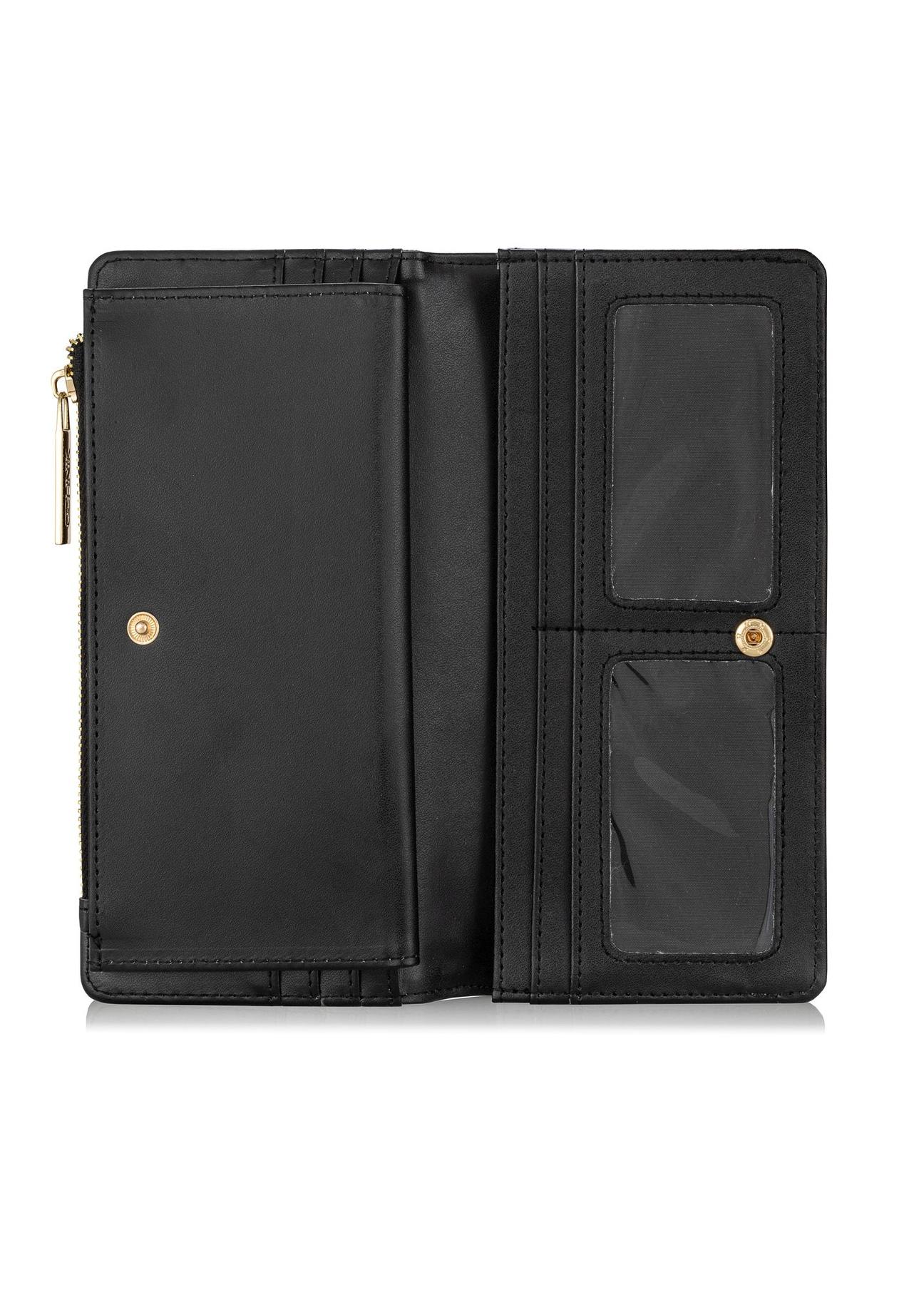 Large black ladies wallet with embossing POREC-0363-99(W24)-06