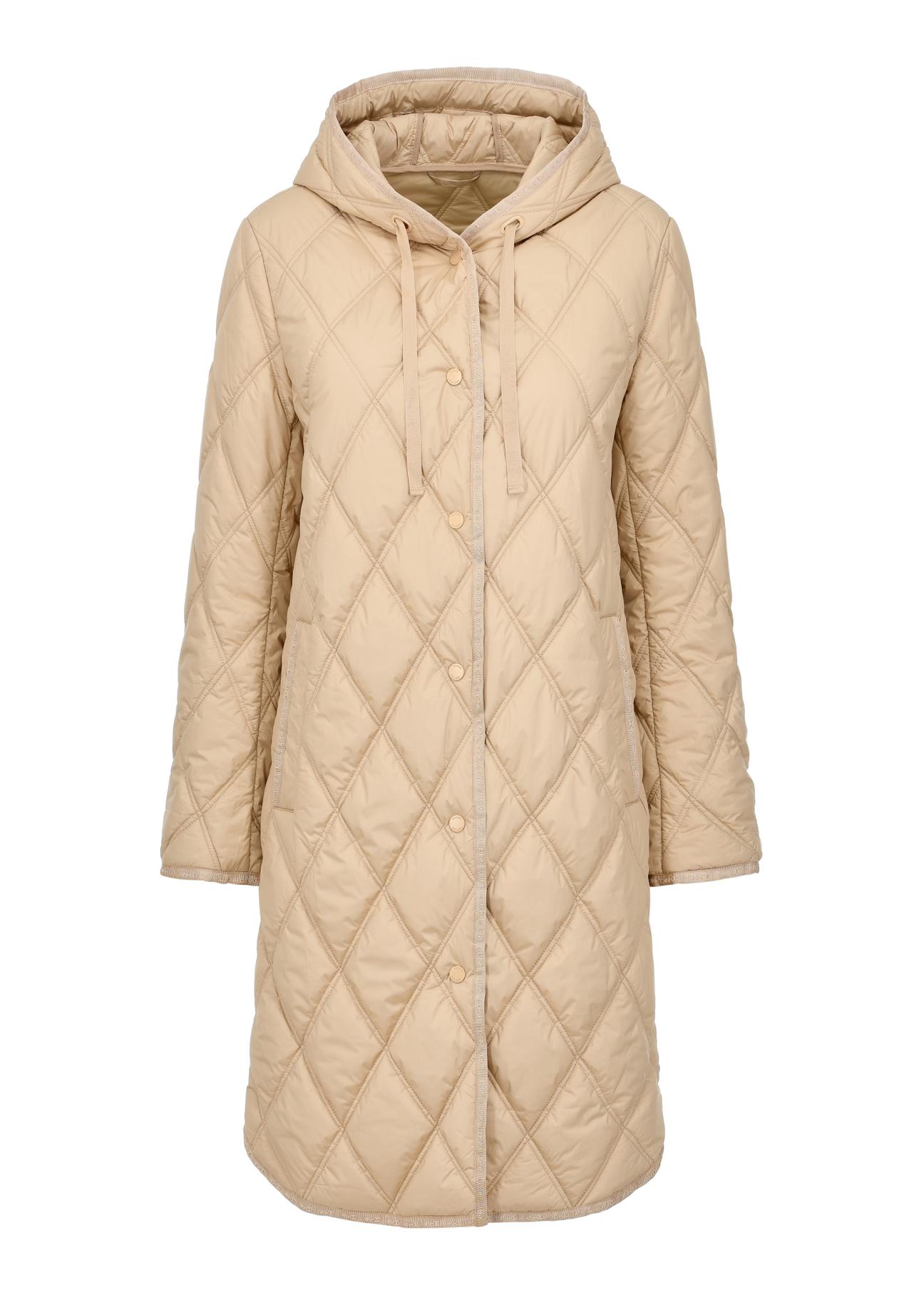 Beige quilted insulated jacket for women KURDT-0510-81(W24)-04