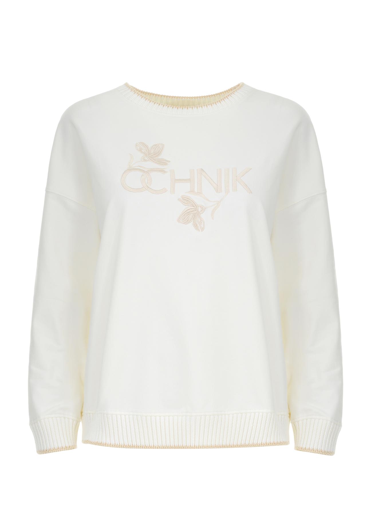 Cream women's sweatshirt with OCHNIK logo BLZDT-0076-11(Z22)-04