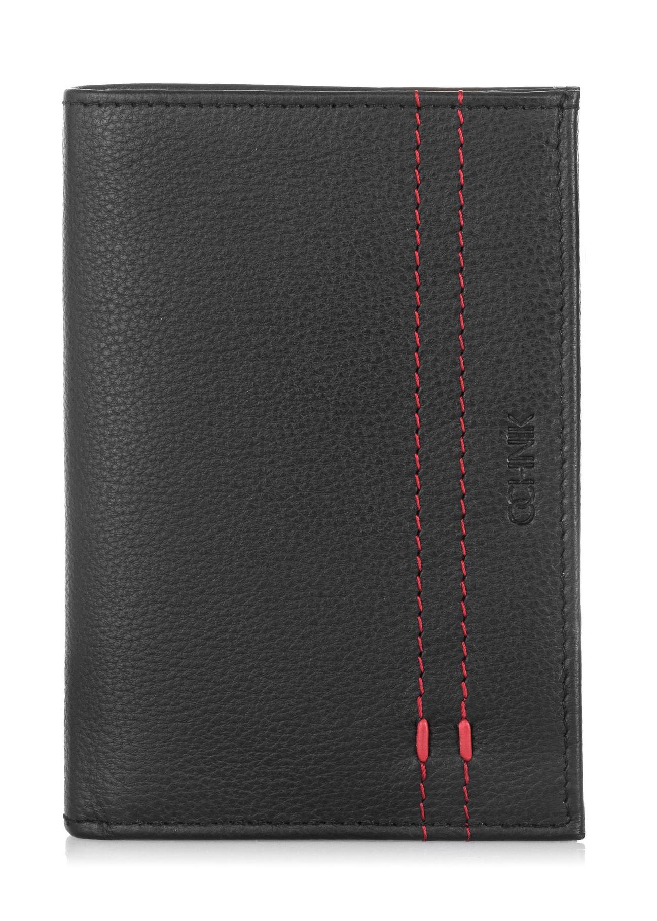 Men's leather wallet with stitching PORMS-0521-99(W23)-01