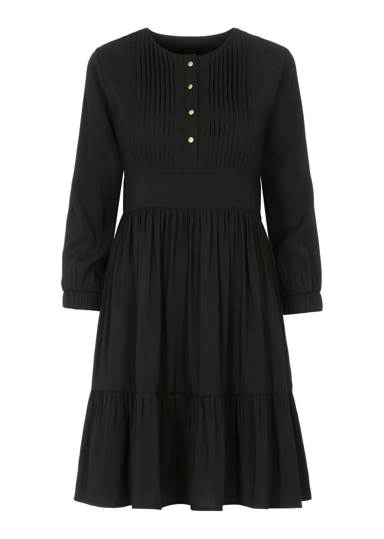 Black pleated dress SUKDT-0122A-99(W23)-04