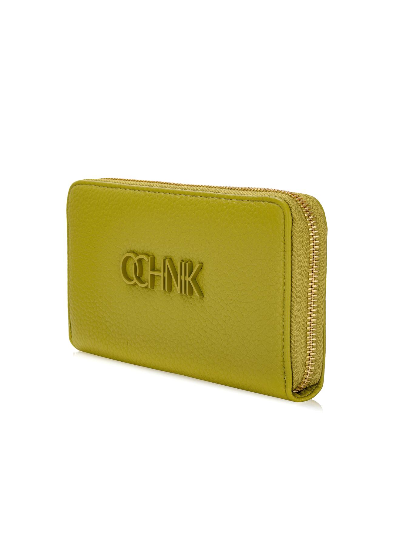 Large lime green women's wallet with logo POREC-0377-84(W24)-02