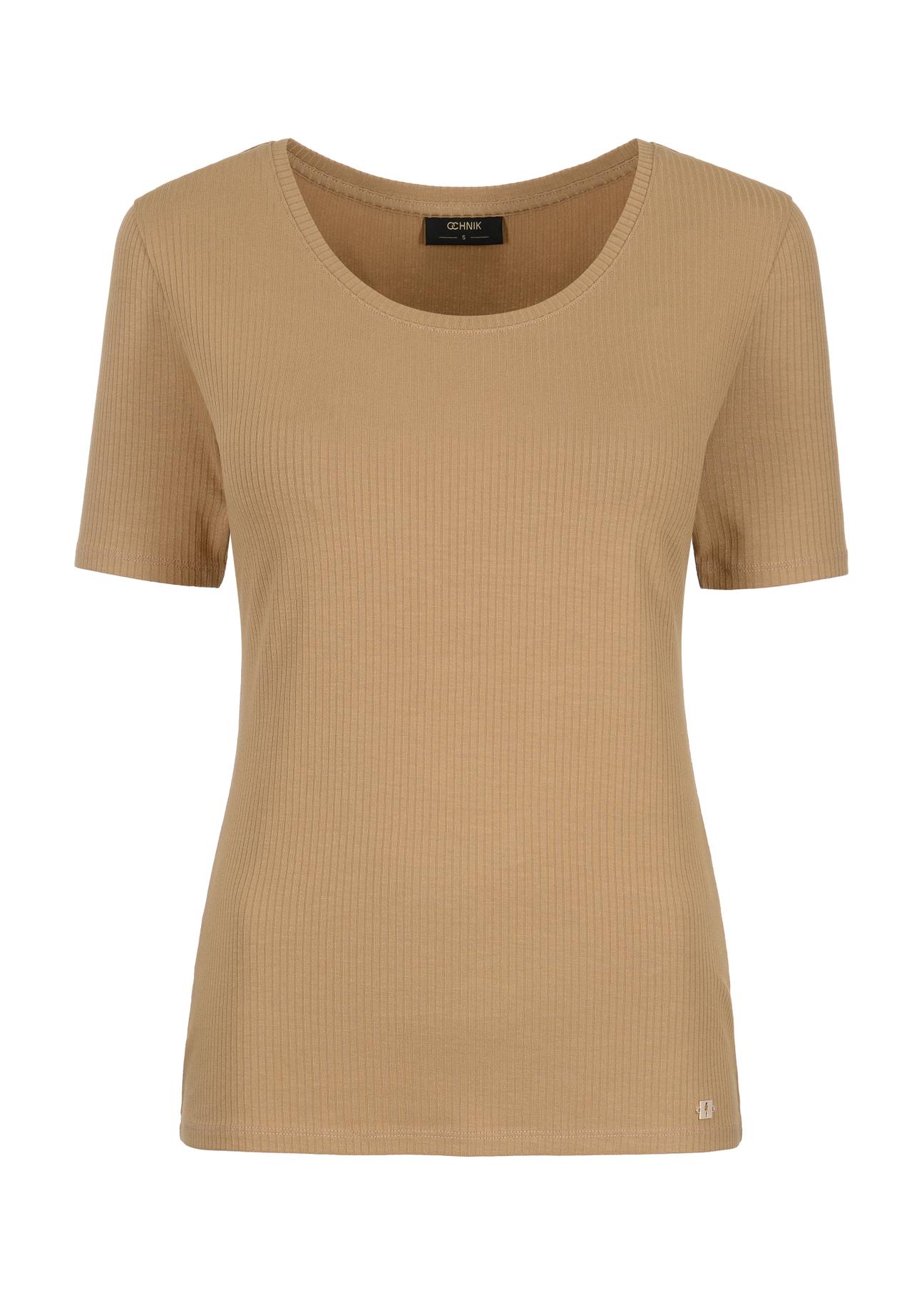 Women's brown basic t-shirt TSHDT-0114-24(Z23)-03