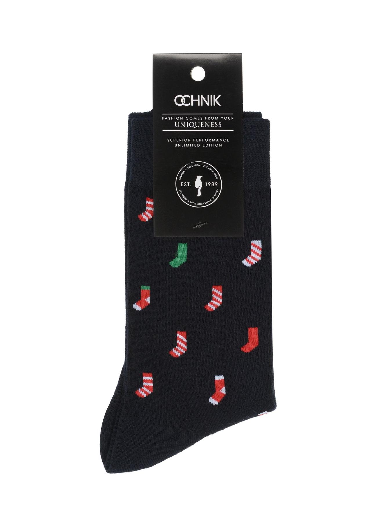 Men's navy blue Christmas socks SKAMT-0159A-69(Z24)-02