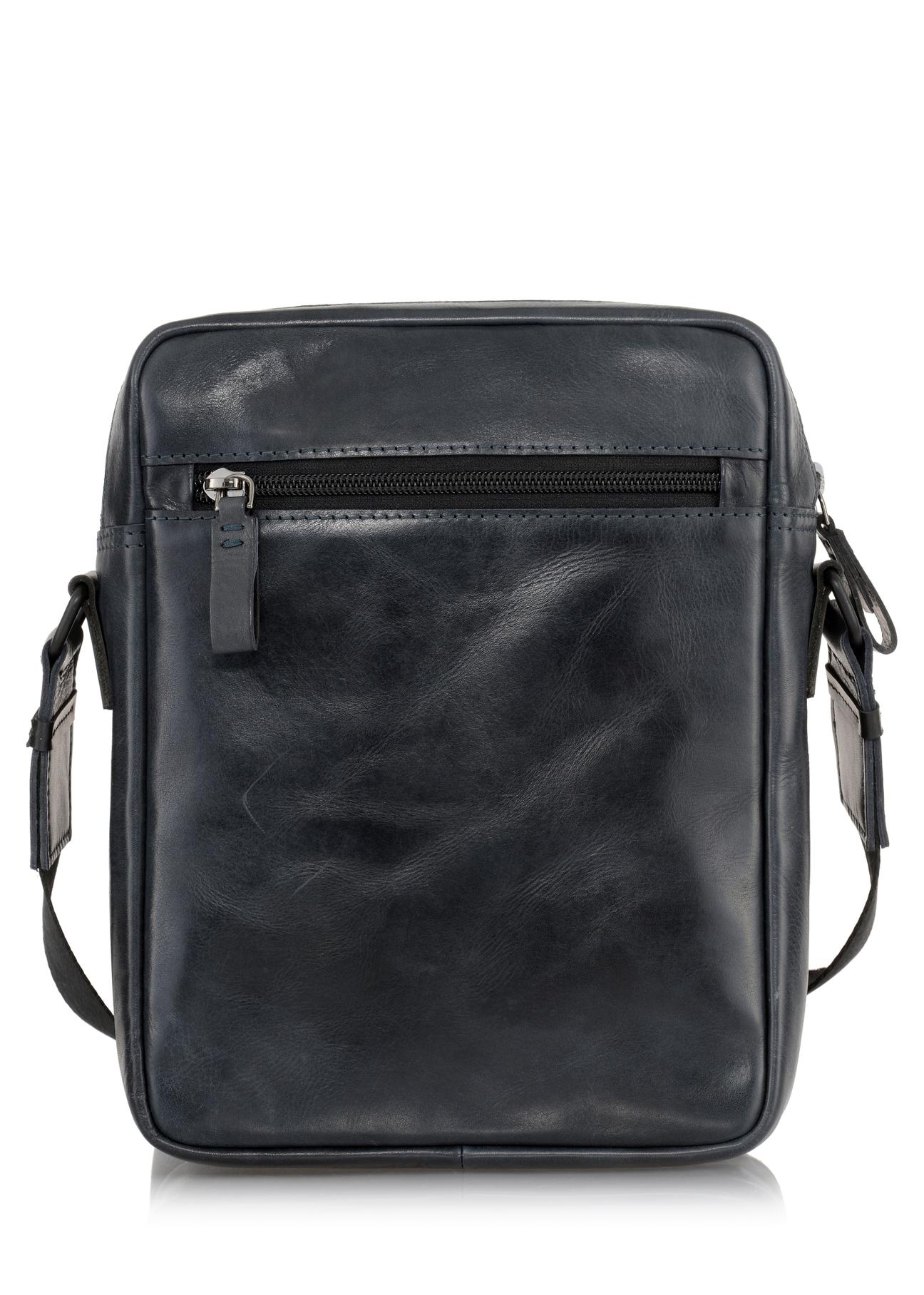 Men's navy blue leather bag TORMS-0104-69(W23)-04