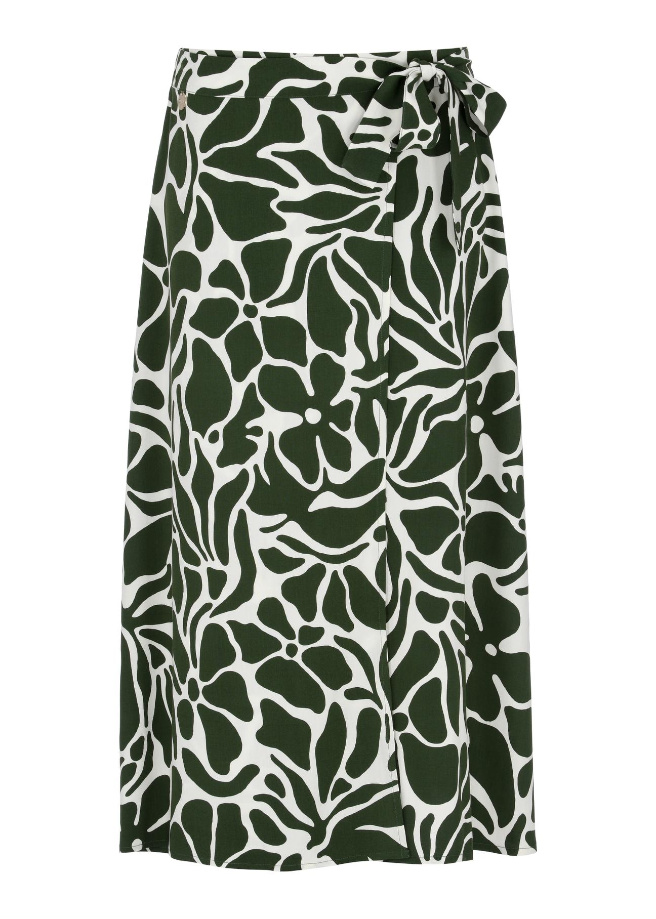 Long green and white skirt with pleat SPCDT-0085-55(W24)-04