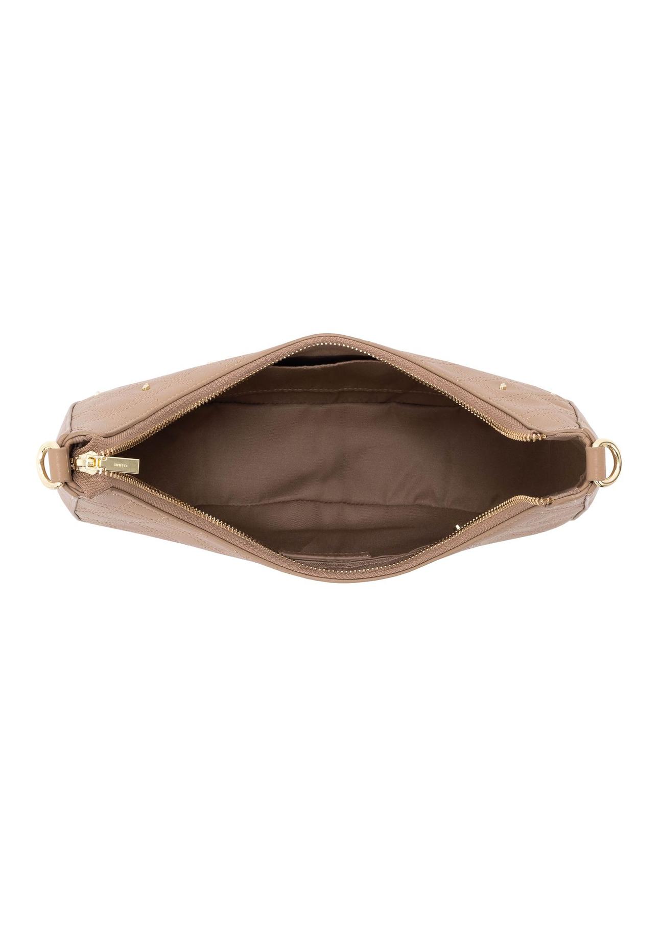 Beige imitation leather hobo handbag TOREC-0877-81(W24)-05