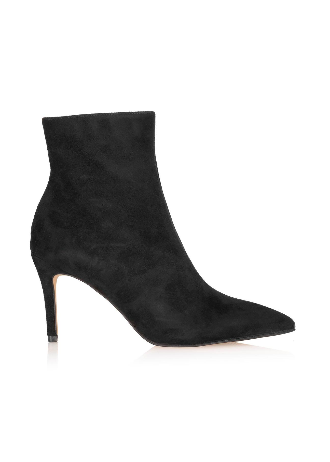 Black suede ankle boots with high heel BUTYD-1122-98(Z24)-04