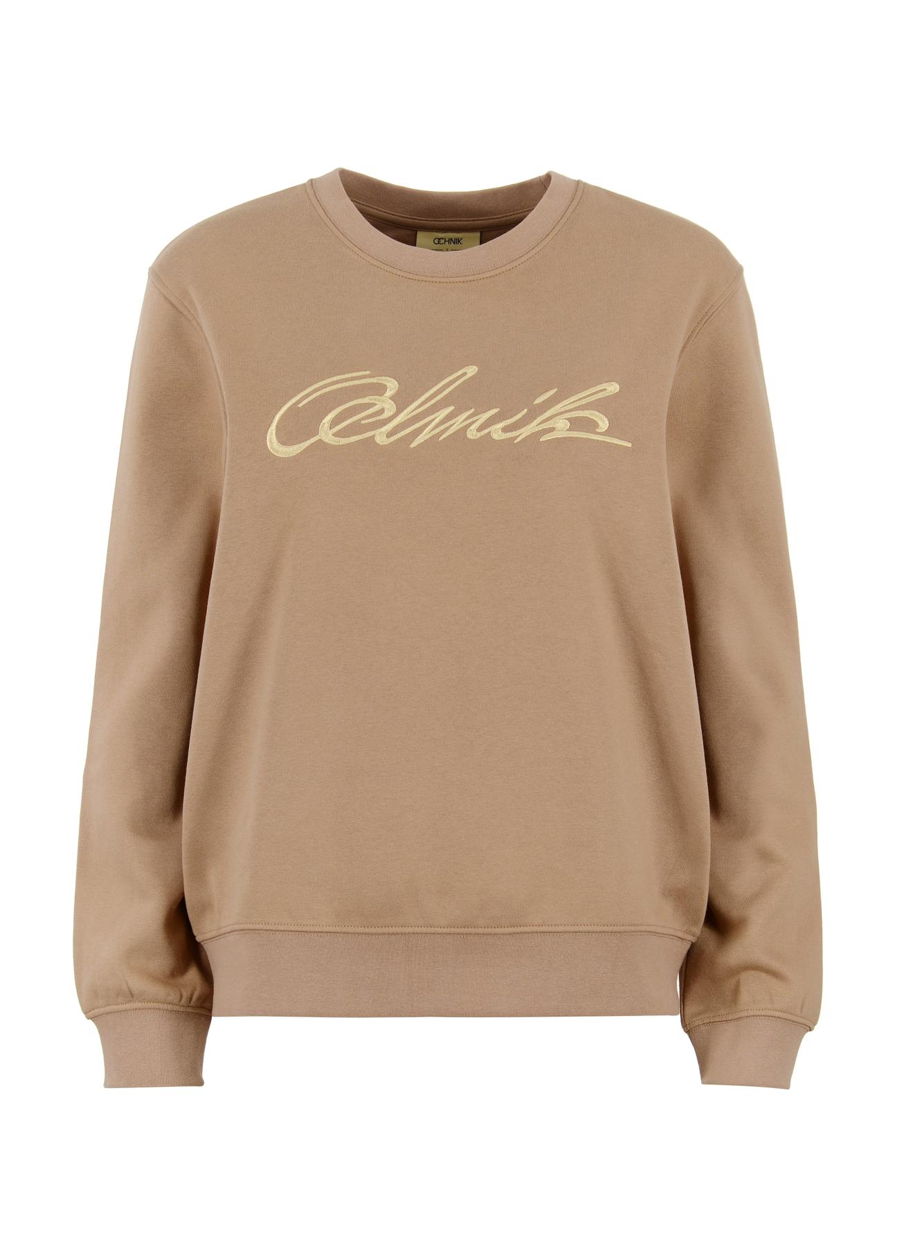 Beige women's sweatshirt with logo BLZDT-0084-24(Z23)-04