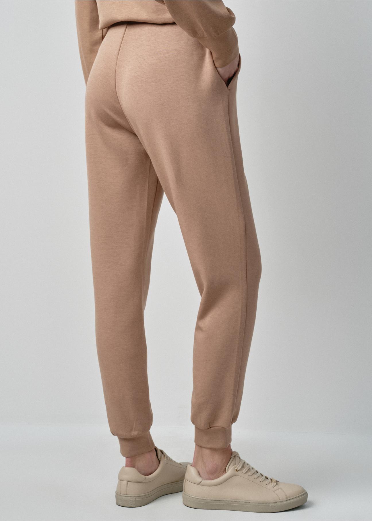 Women's camel colored joggers with halterneck SPODT-0089-24(W24)-02