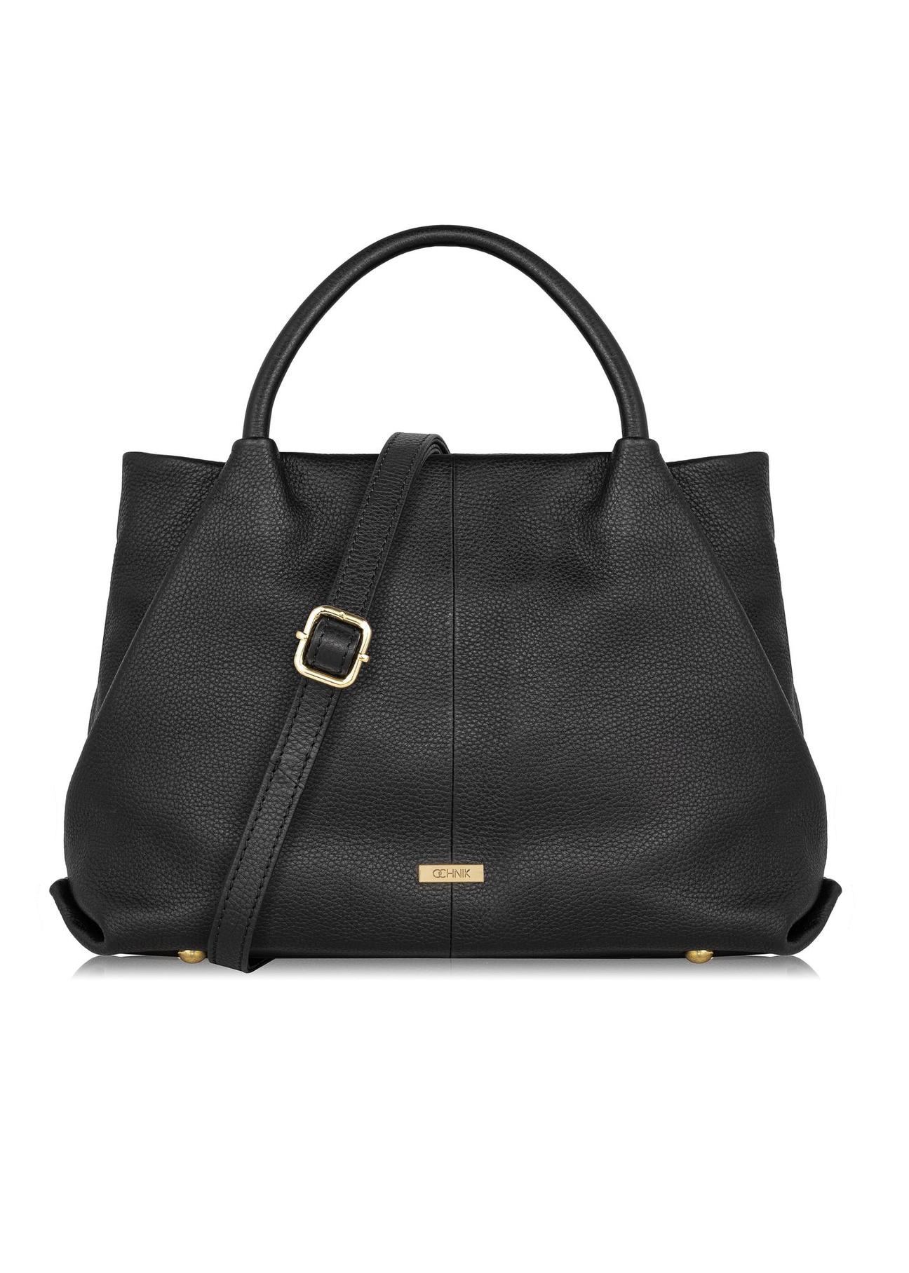 Women's black leather handbag TORES-1007-99(W24)-01