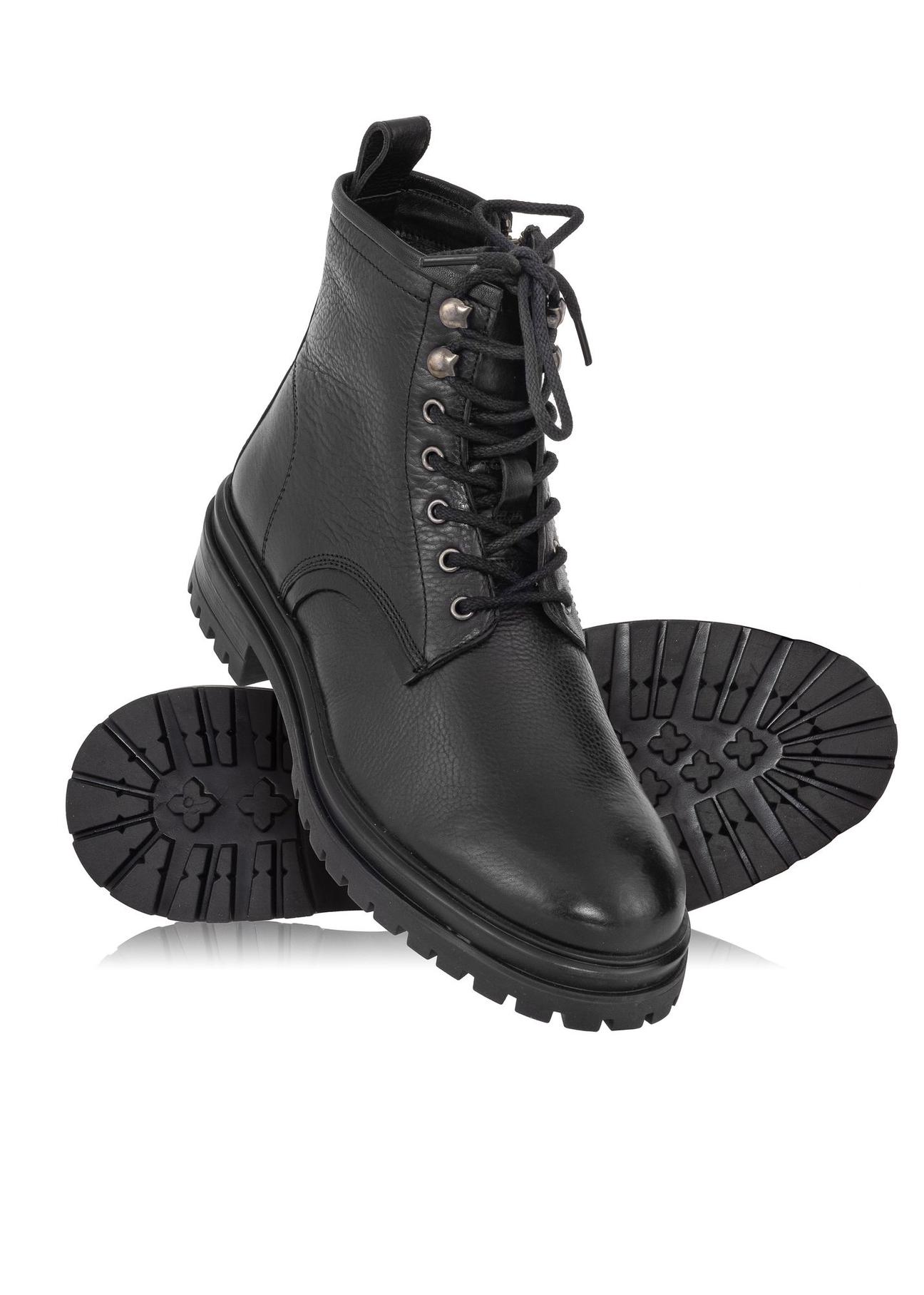 Black leather men's boots BUTYM-0402B-99(Z23)-03