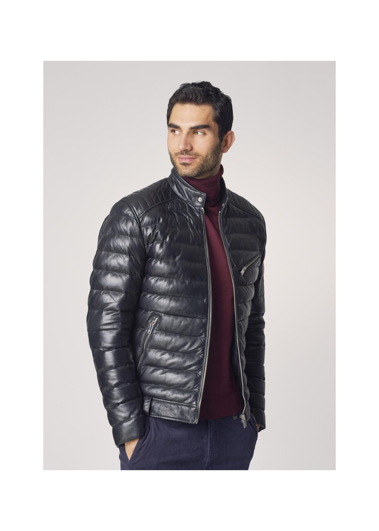 Men's quilted leather down jacket KURMS-0249-5480(Z24)-02