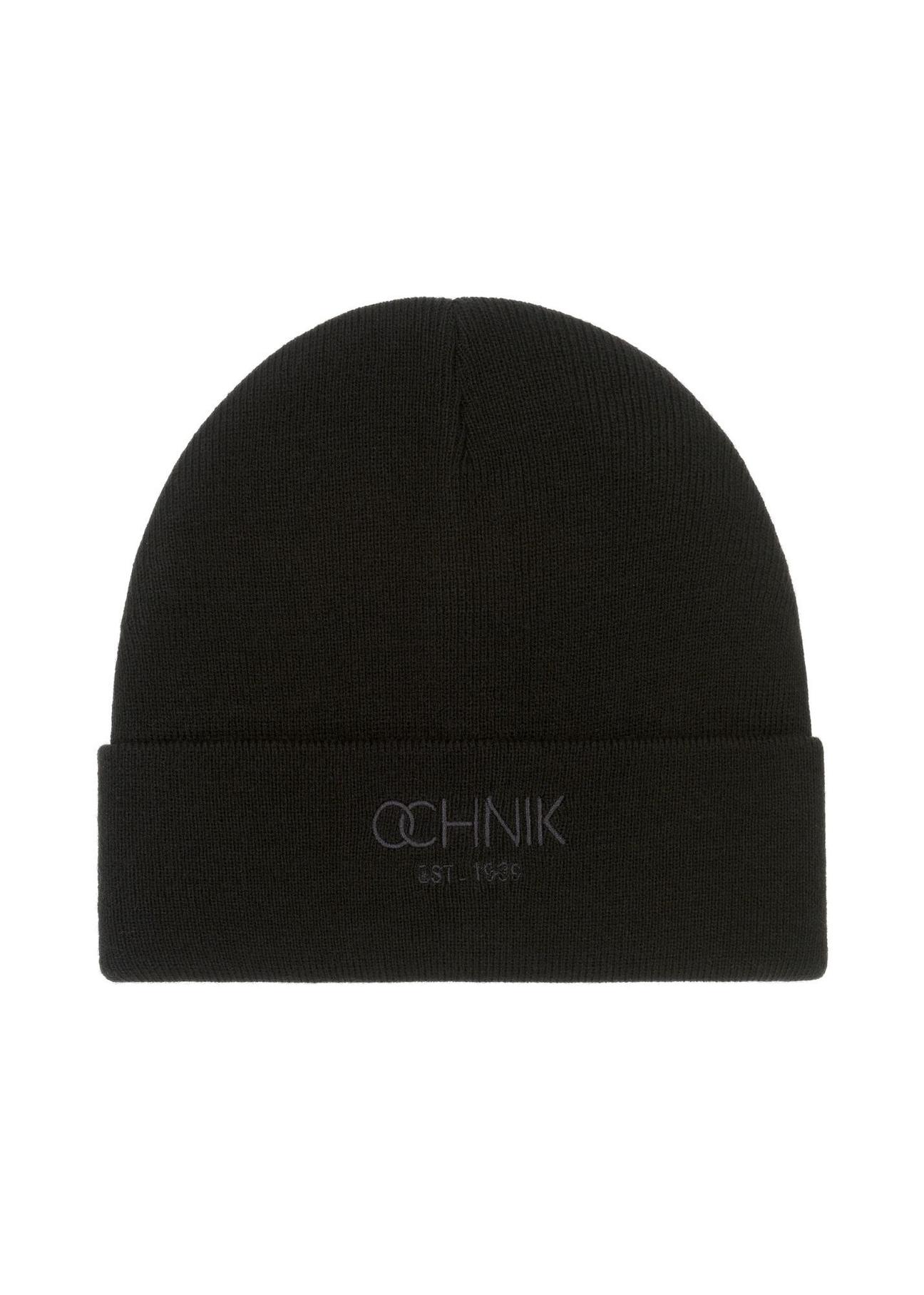 Men's black winter cap with logo OCHNIK CZAMT-0064A-99(Z24)-02