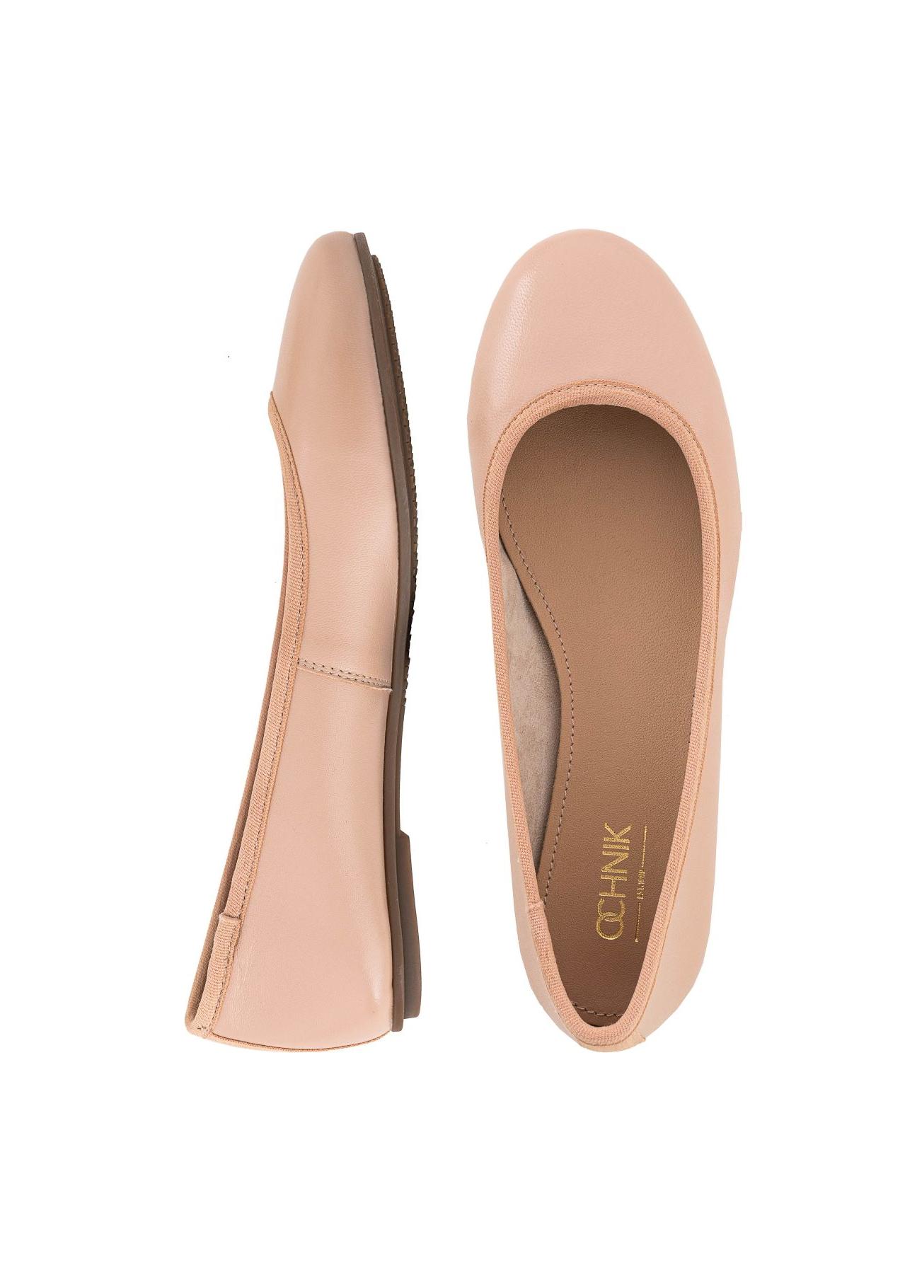 Beige leather ballerinas for women BUTYD-0713A-81(W23)-02