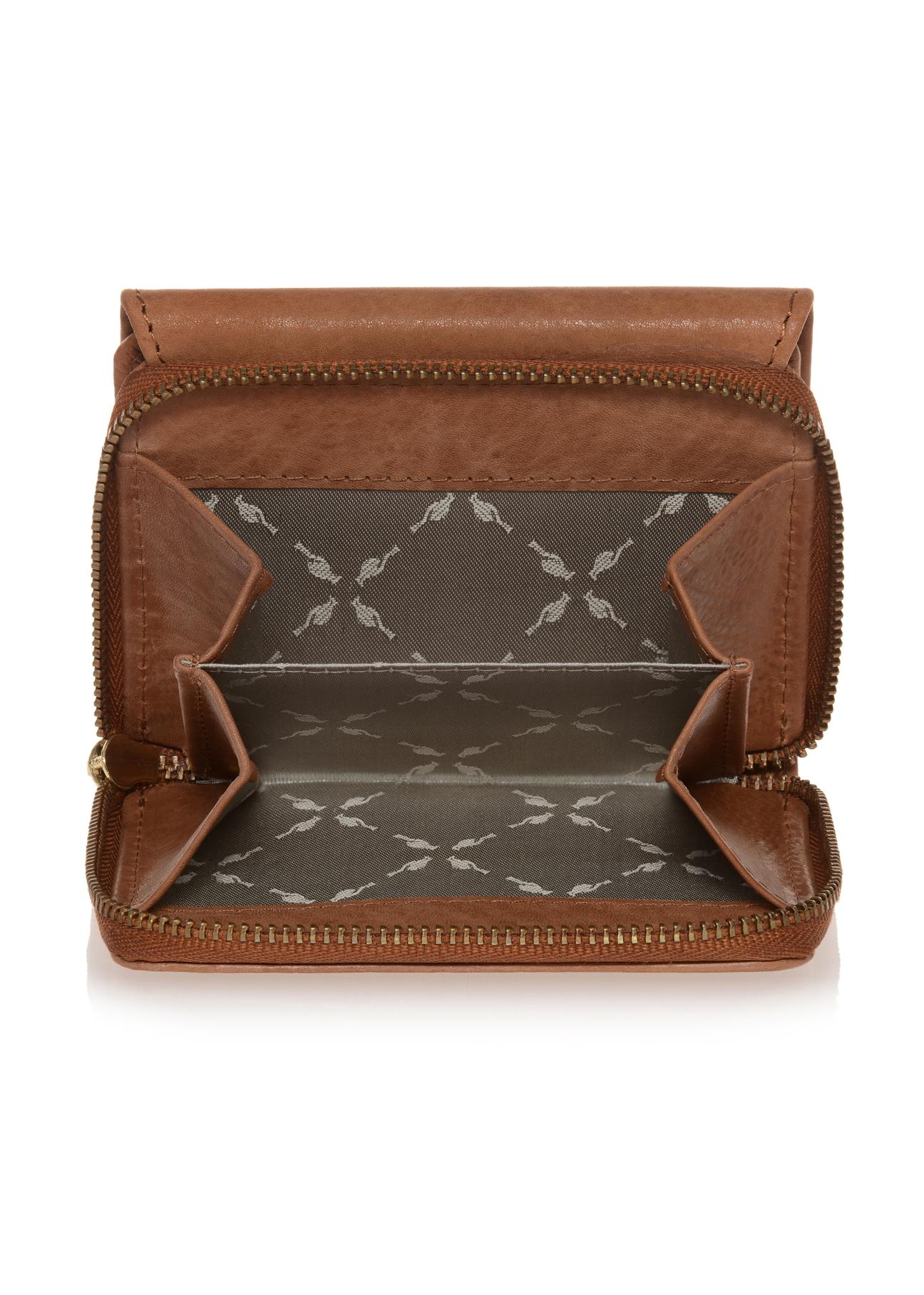 Brown leather women's wallet with rivets PORES-0853-88(W23)-05