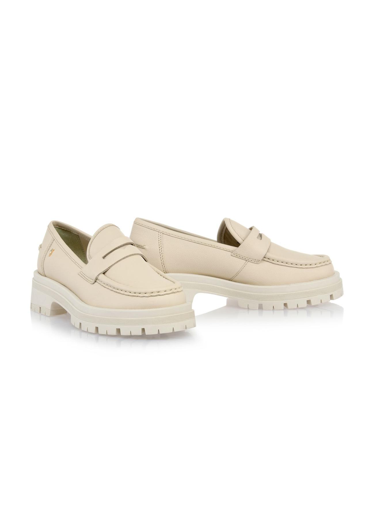 Women's beige leather loafers BUTYD-1069-81(W24)-02