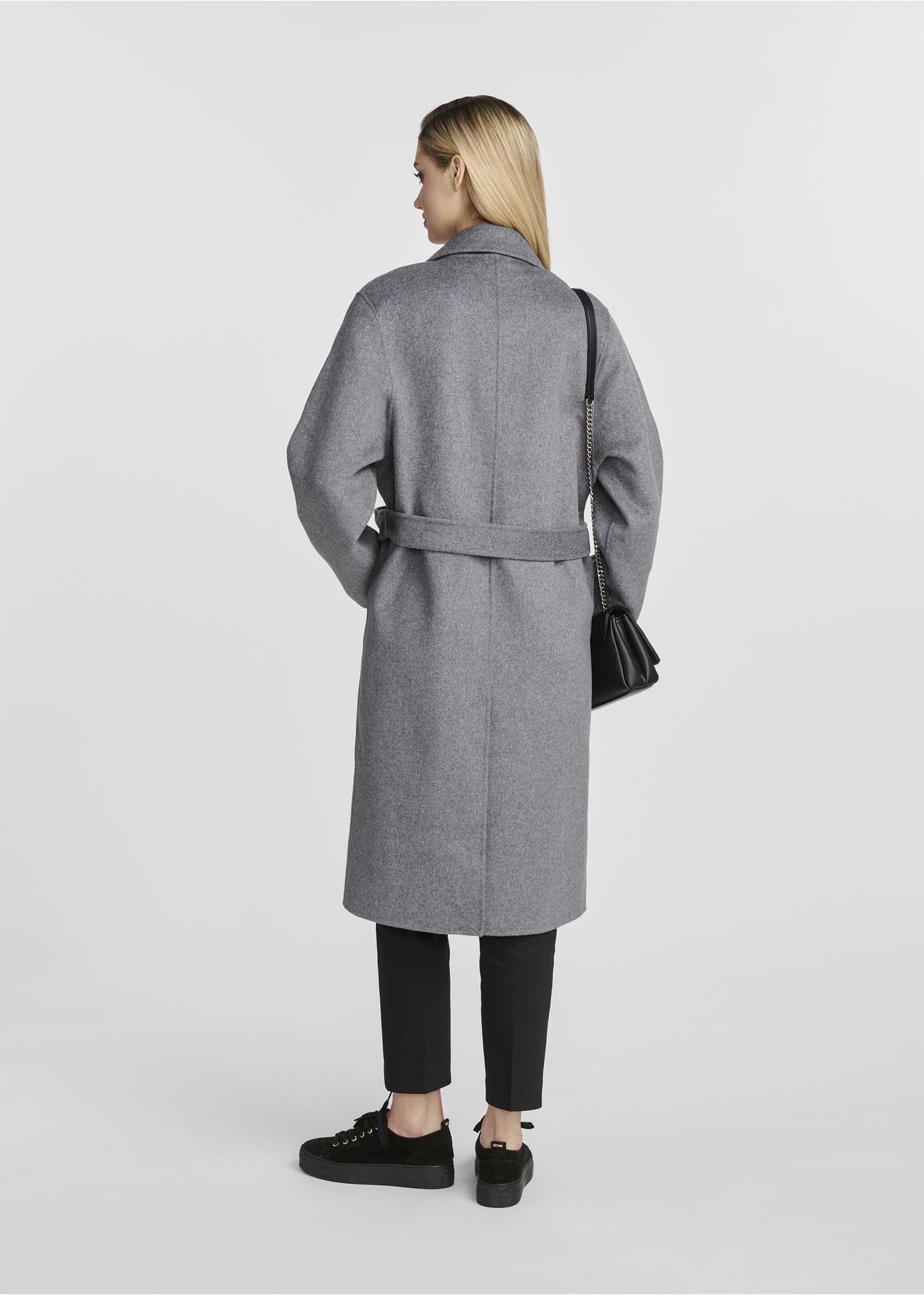 Gray woolen women's coat PLADT-0051-91(W25)-04