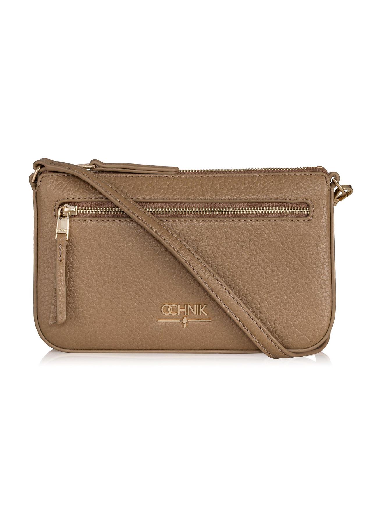 Beige leather women's wallet with handle PORES-0887-81(Z23)-01