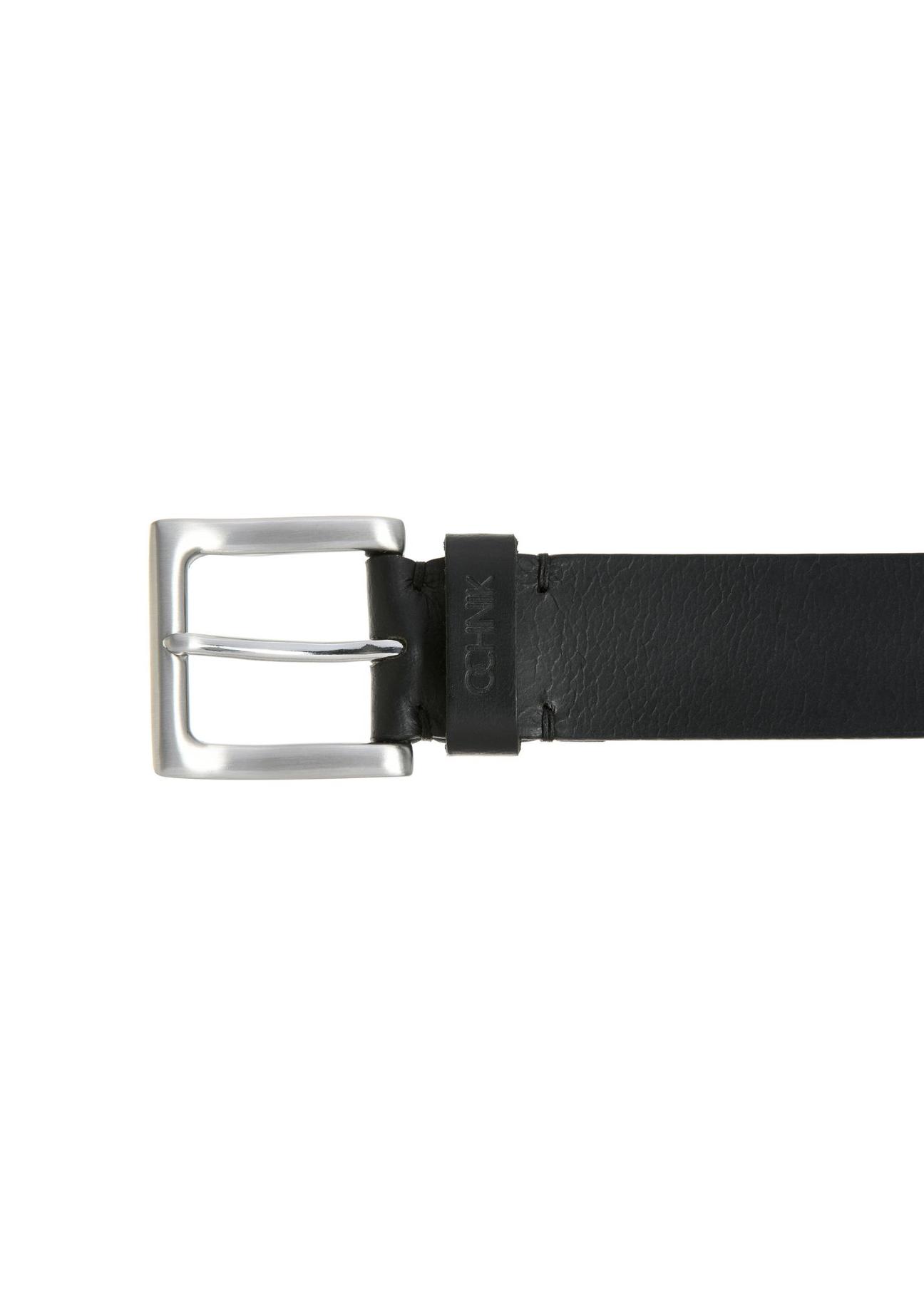 Black leather men's belt with square buckle PASMS-0254-99(W24)-03