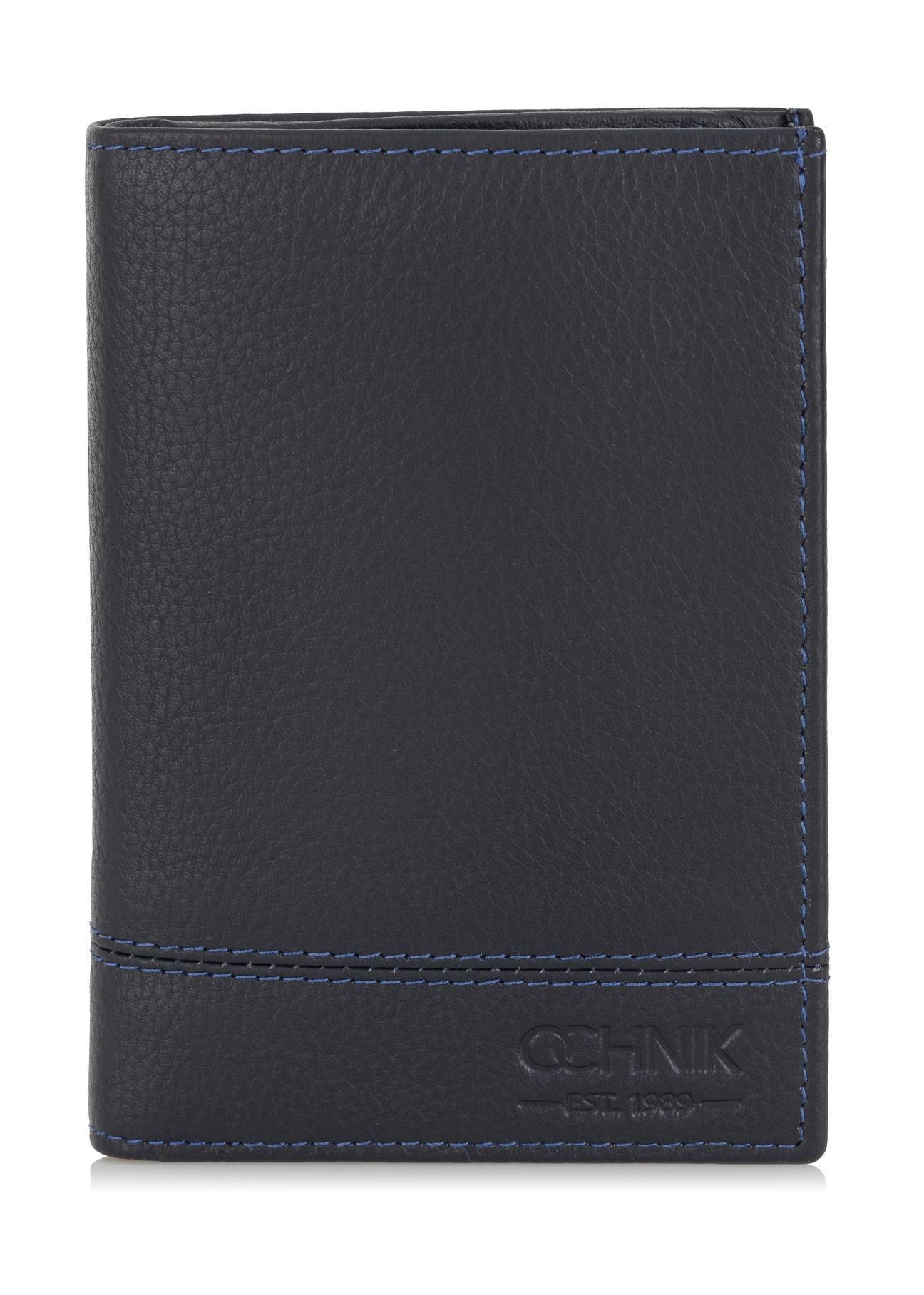 Men's leather wallet with stitching PORMS-0022-69(Z23)-01