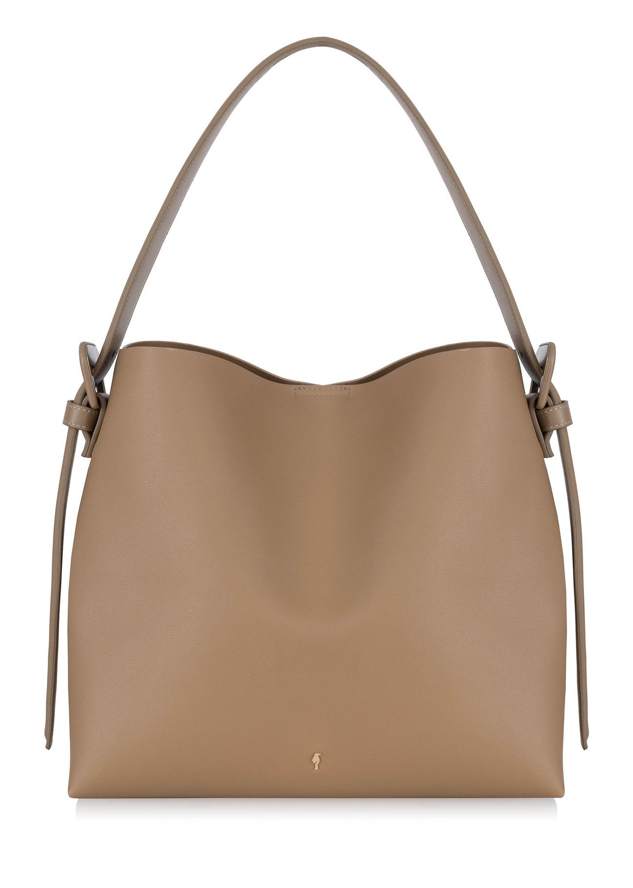 Beige imitation leather shopper bag TOREC-0903-81(W24)-01