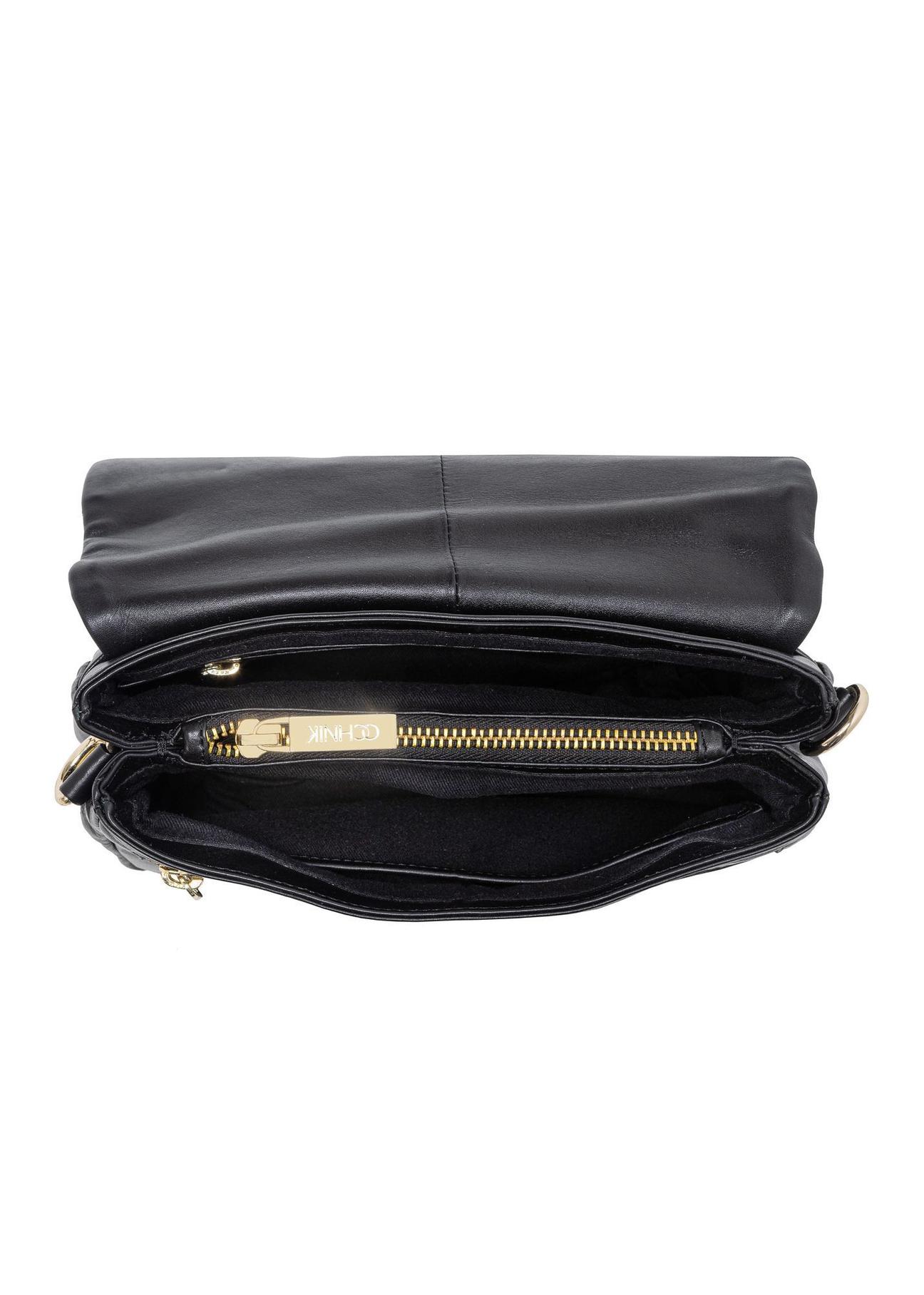 Women's black leather postbag TORES-0911A-99(W24)-05