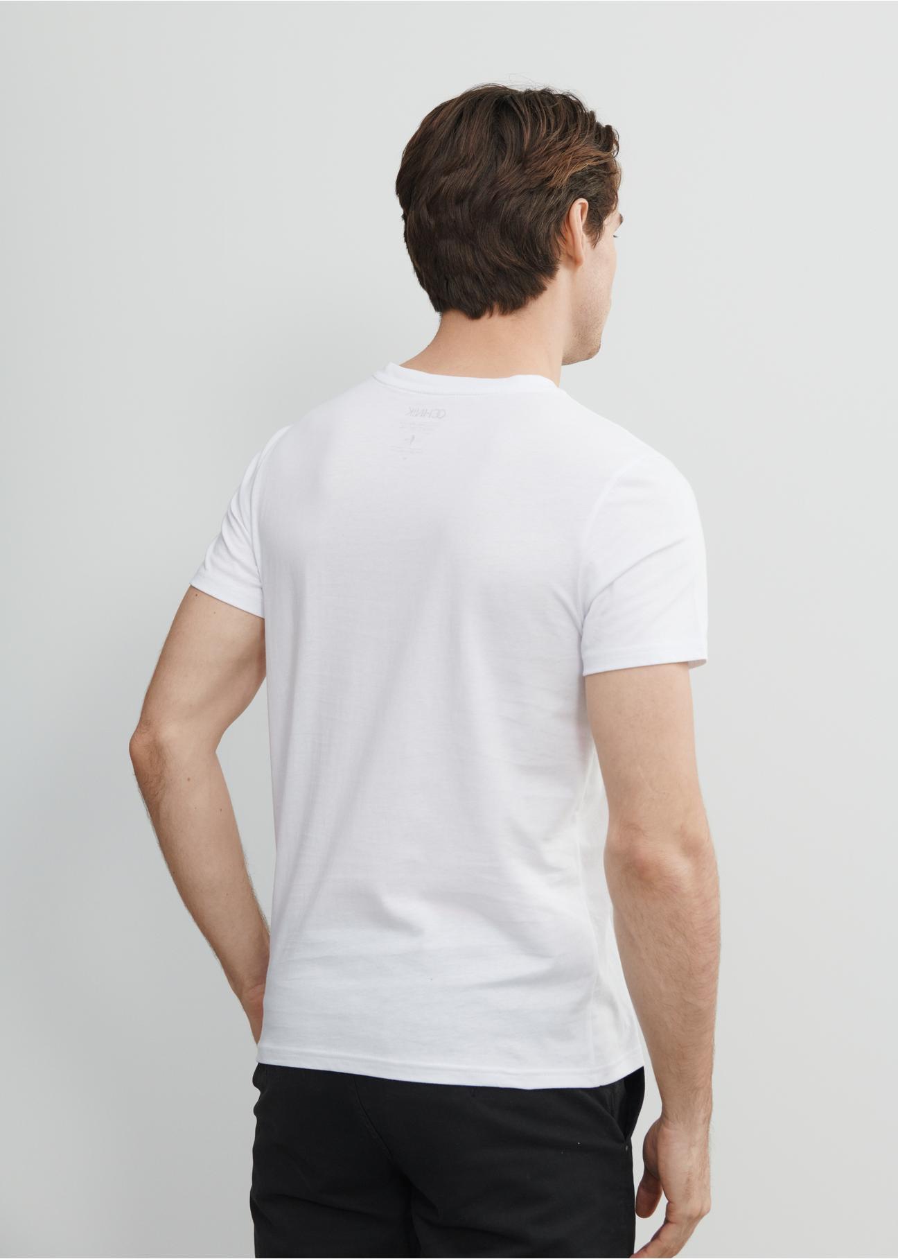 White men's T-shirt with silver print TSHMT-0089-11(W23)-02