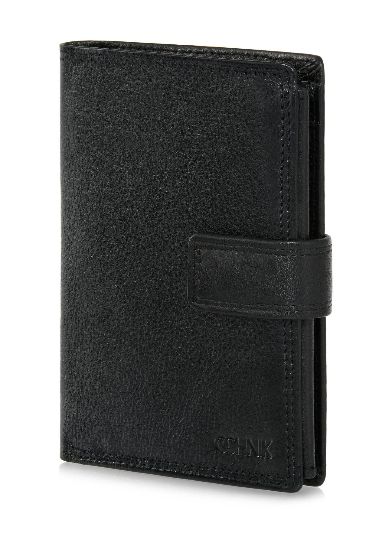 Men's black leather clasp wallet PORMS-0605-99(W24)-06