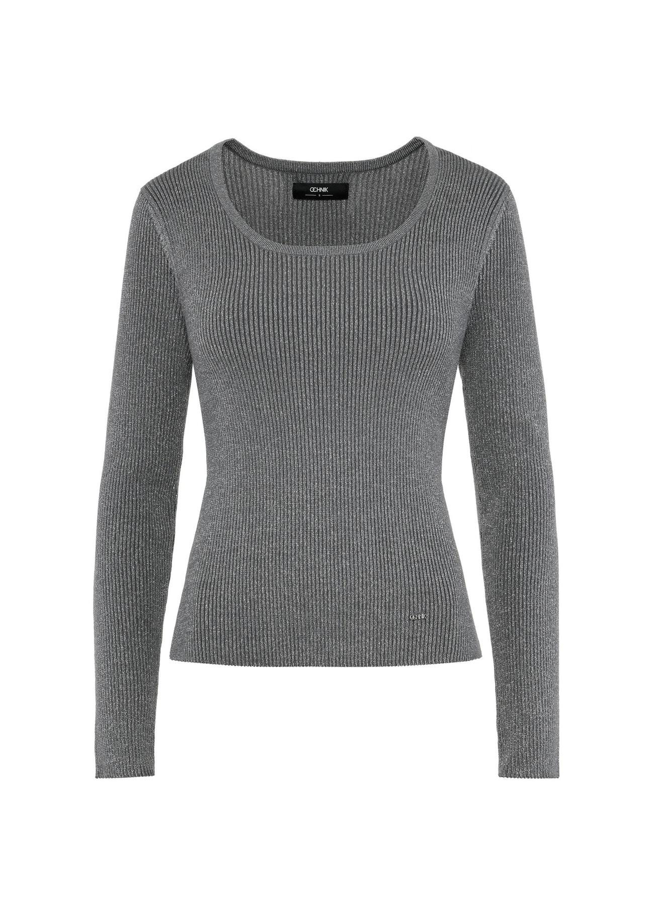 Gray shiny women's sweater SWEDT-0217-96(Z24)-01