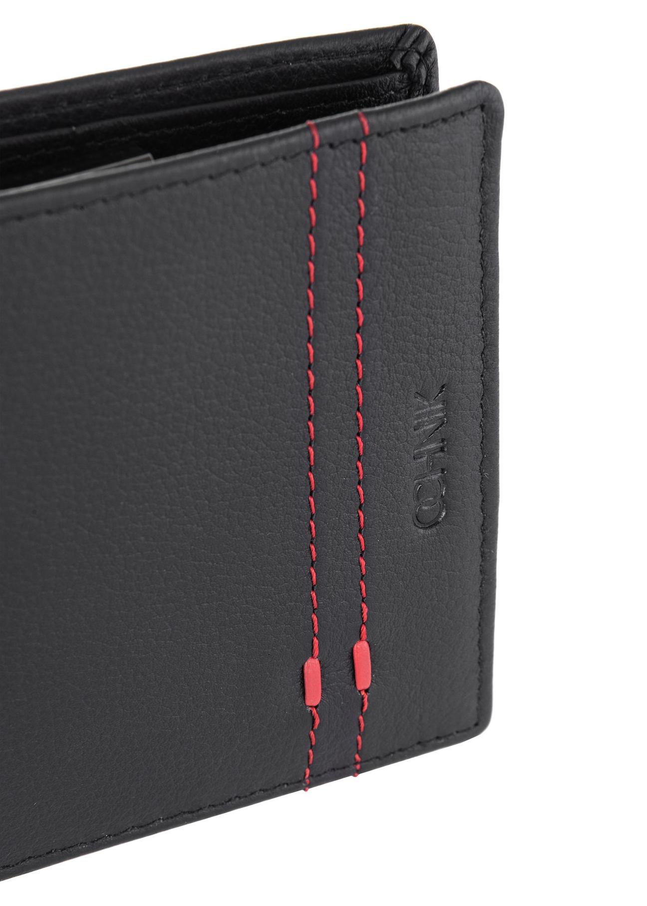 Men's leather wallet with stitching PORMS-0523-99(W23)-06