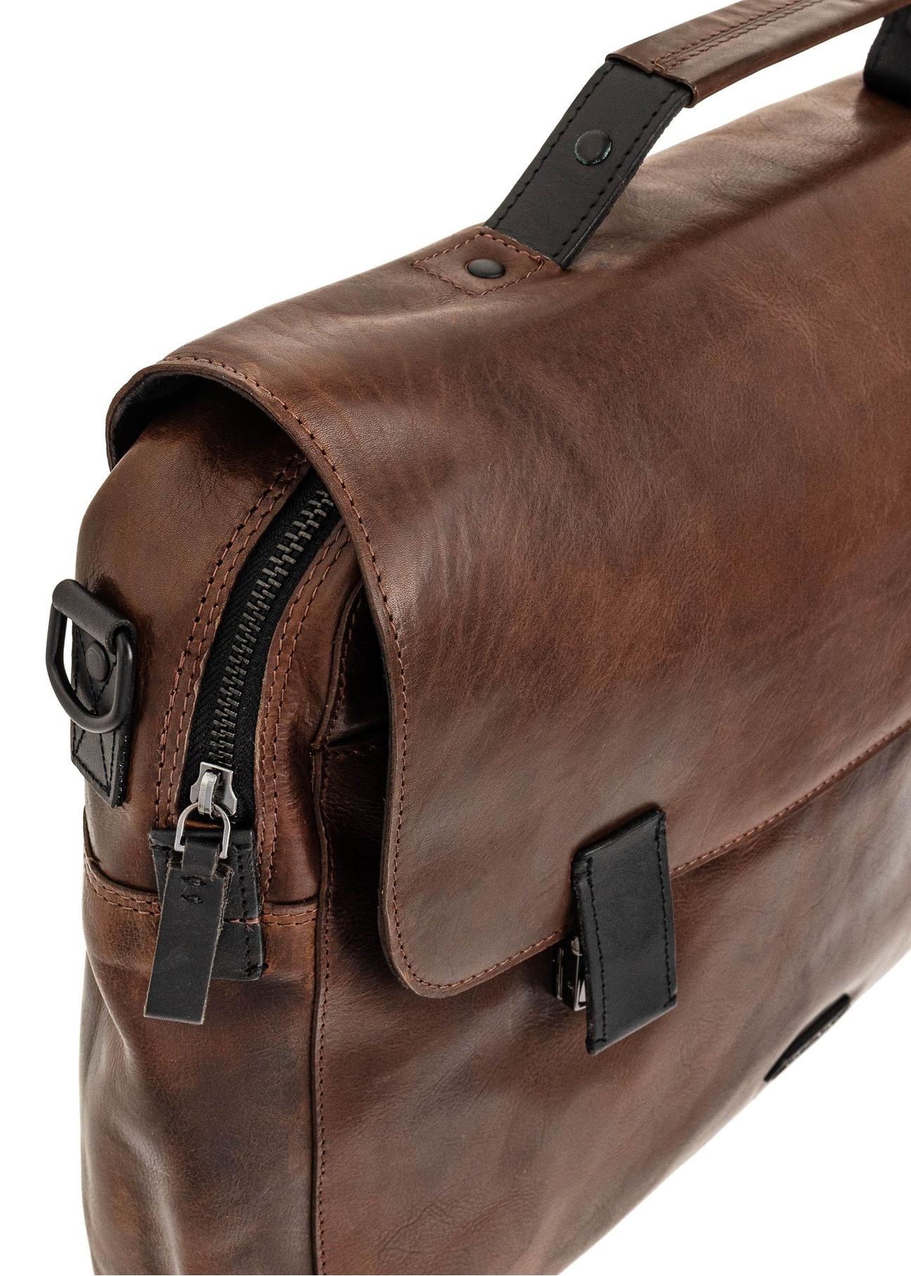 Brown leather men's briefcase TORMS-0102B-79(Z24)-07