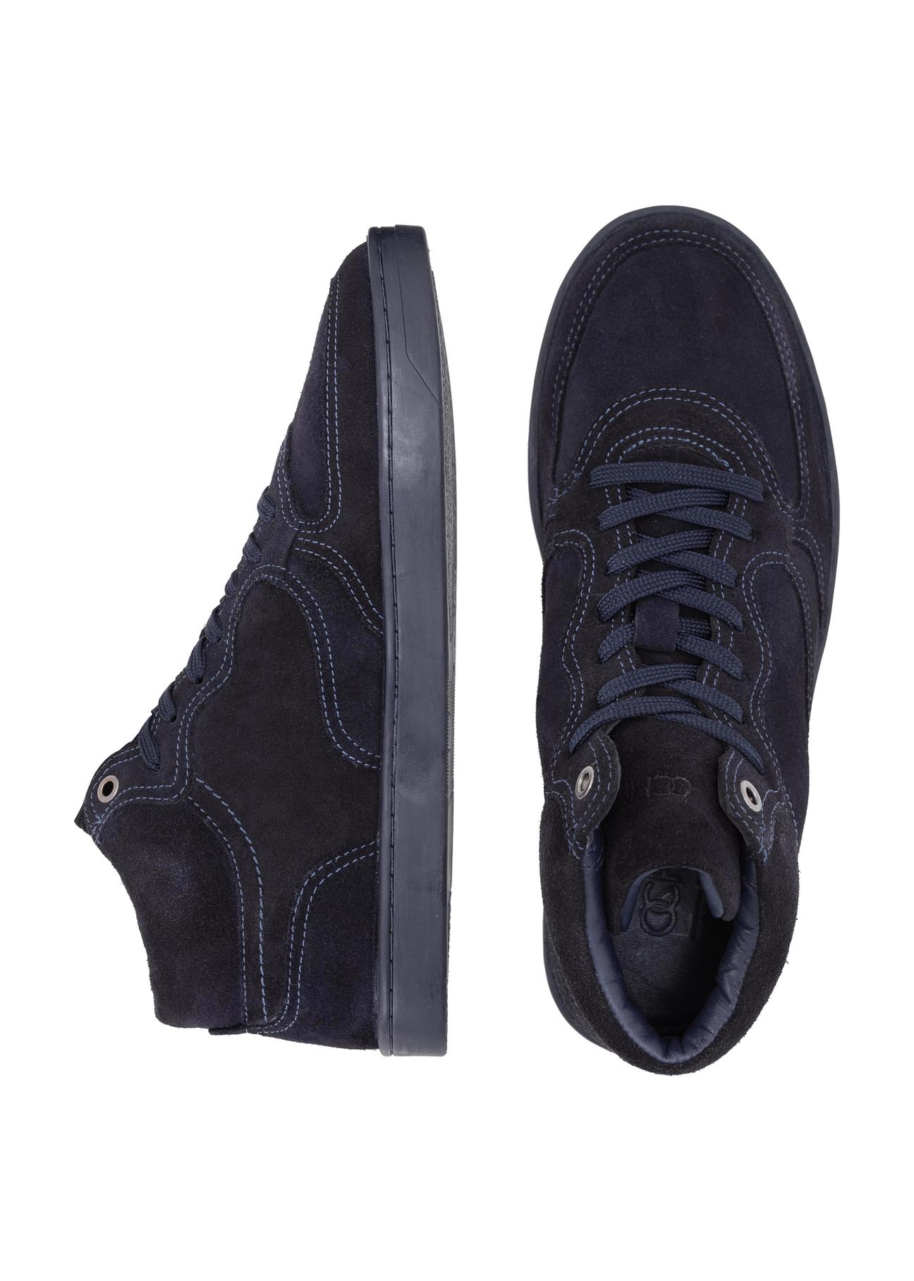 Men's navy blue leather sneakers BUTYM-0446-69(Z23)-05