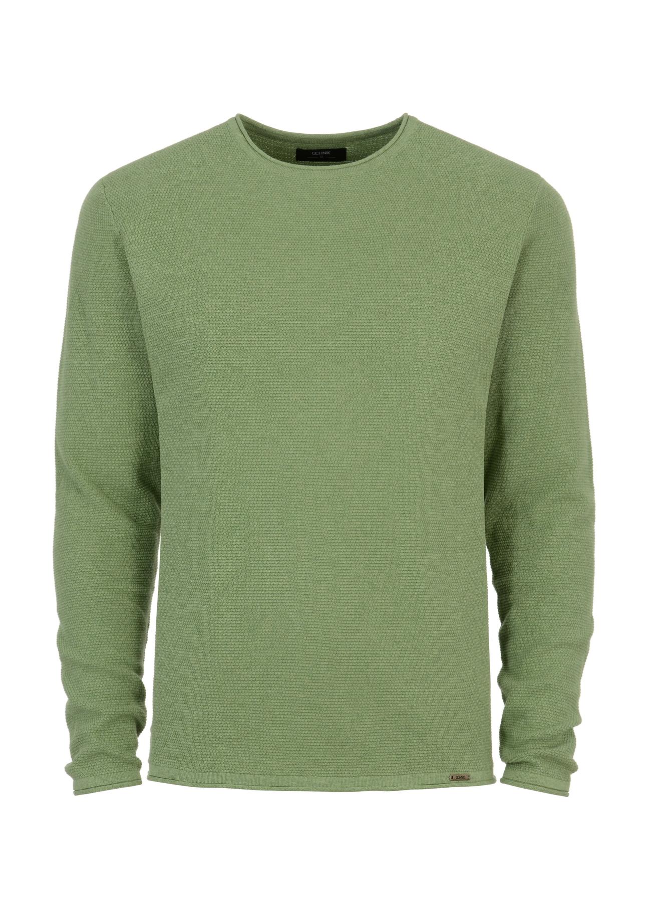 Green men's basic sweater SWEMT-0128-51(W23)-04