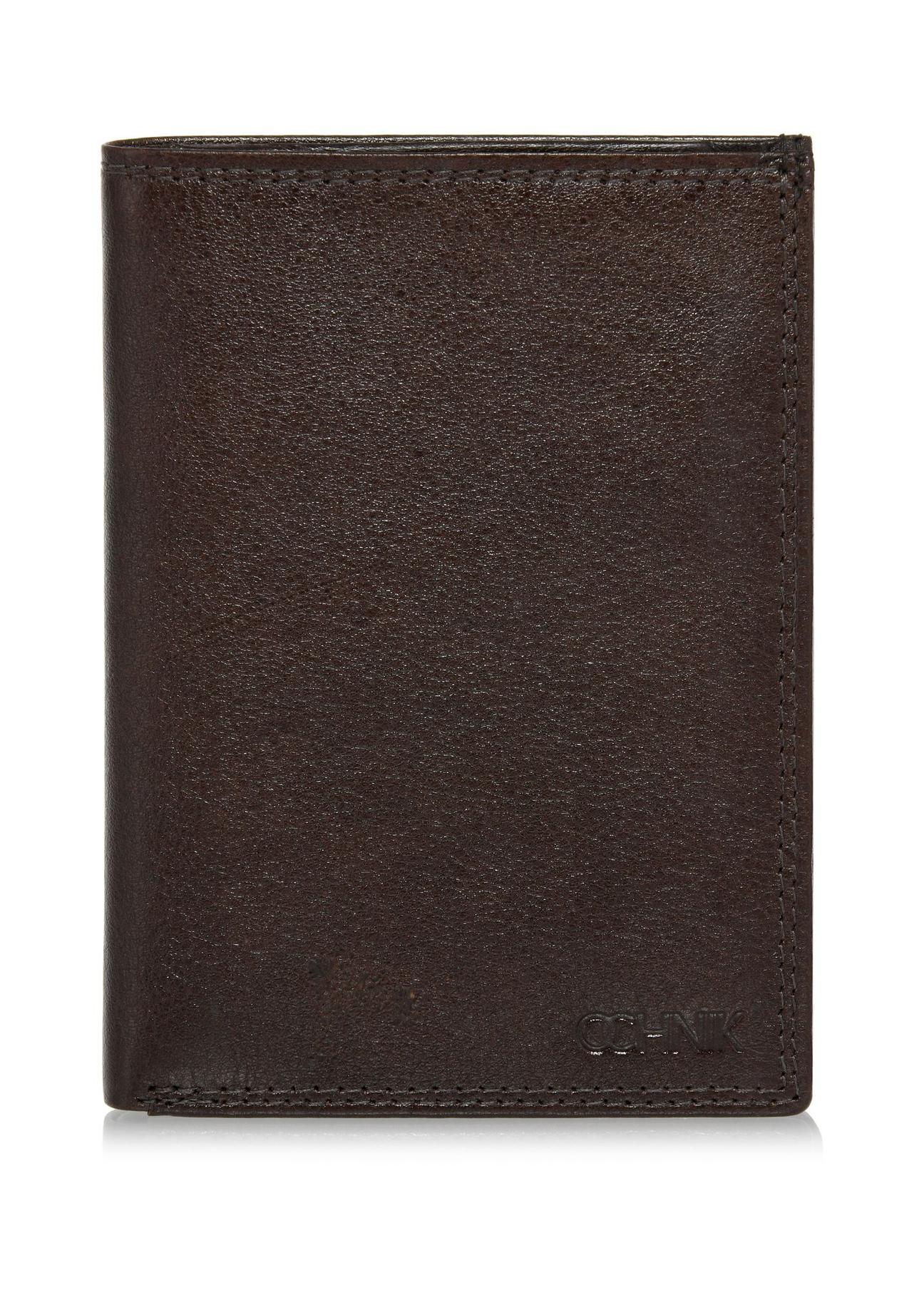 Brown leather unbuttoned men's wallet PORMS-0550-89(W24)-01