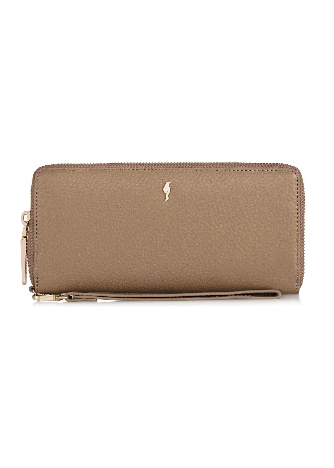 Beige leather women's belt wallet PORES-0892-81(Z23)-01