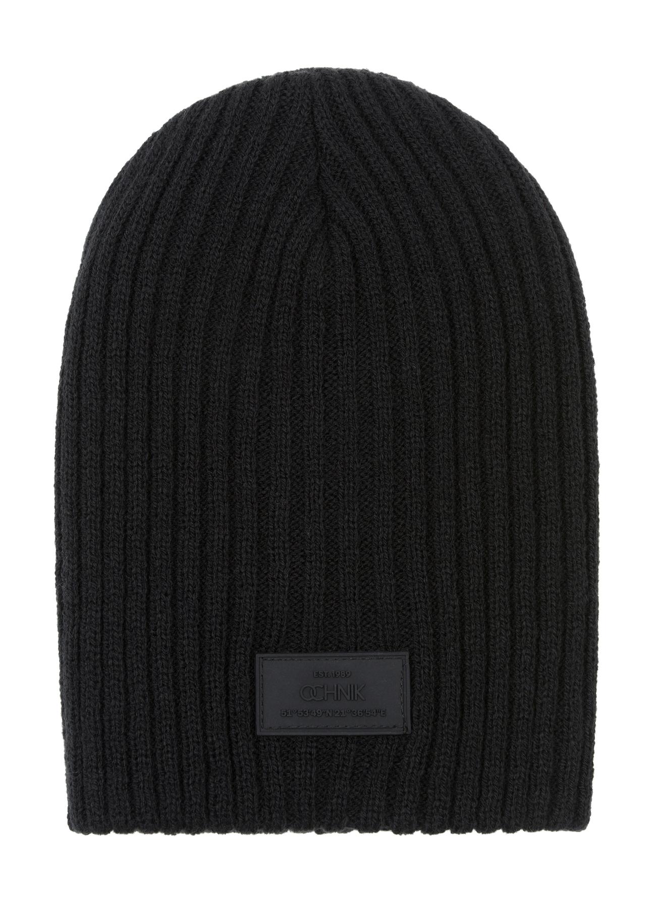 Men's black winter cap CZAMT-0011-99(Z23)-02