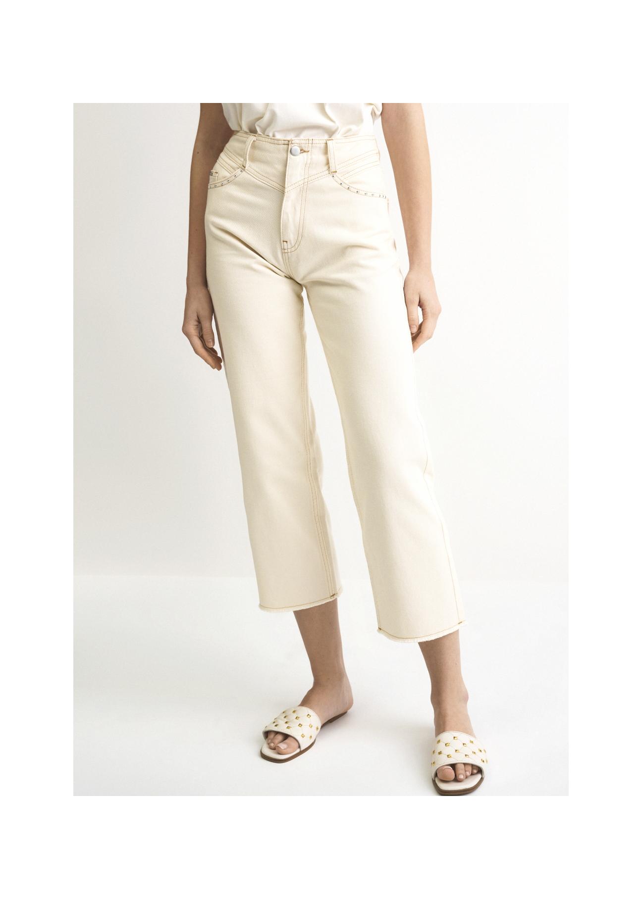 Cream women's high-waisted pants SPODT-0066-12(W22)-01