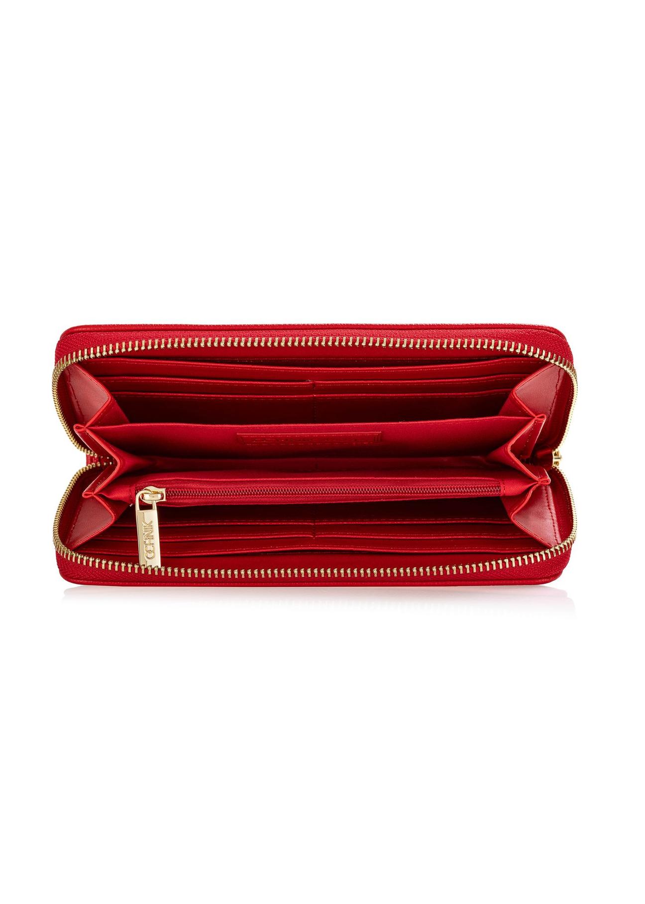 Large red women's wallet with logo POREC-0368-42(W24)-05