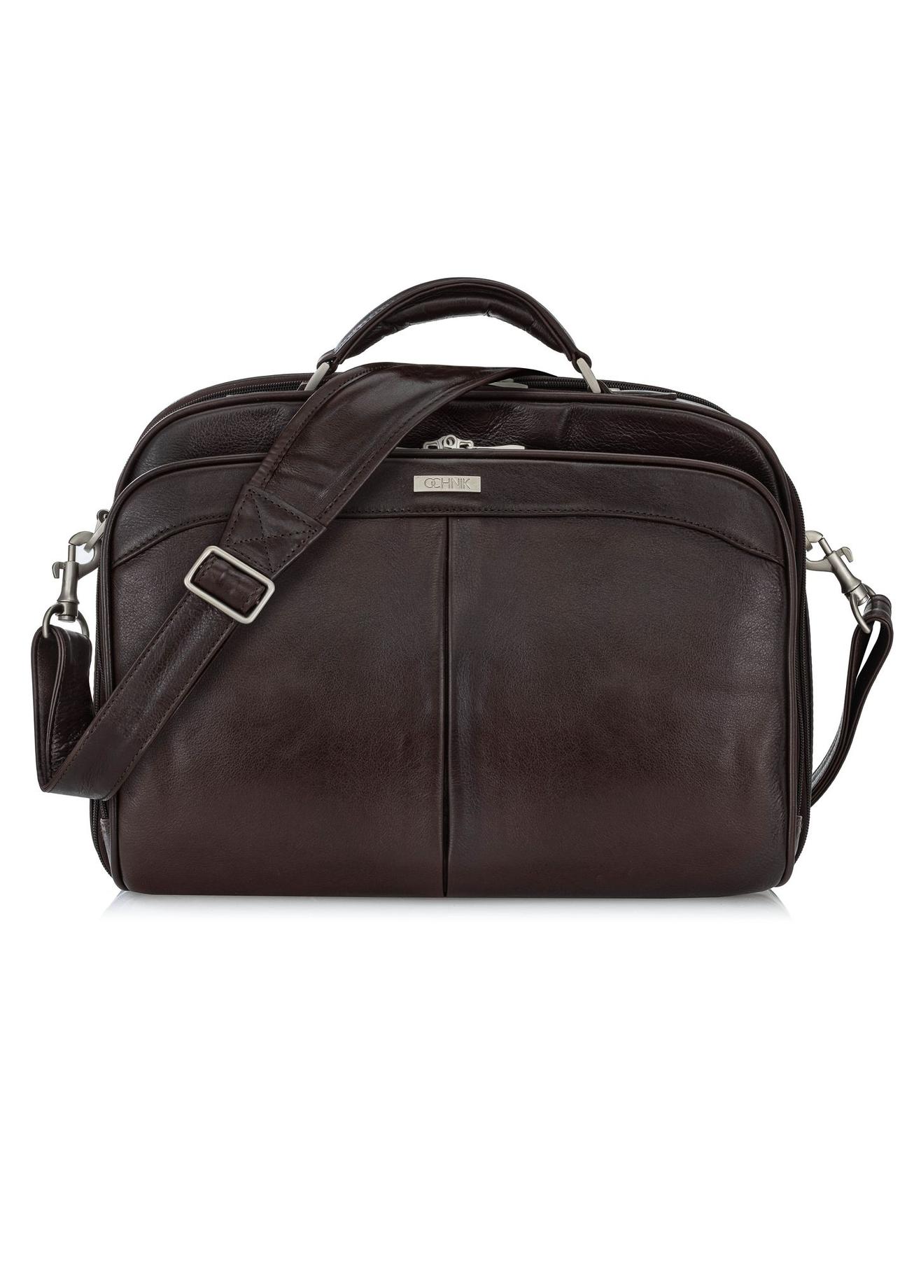 Dark brown leather business travel bag TB-214A-90(KS)-01