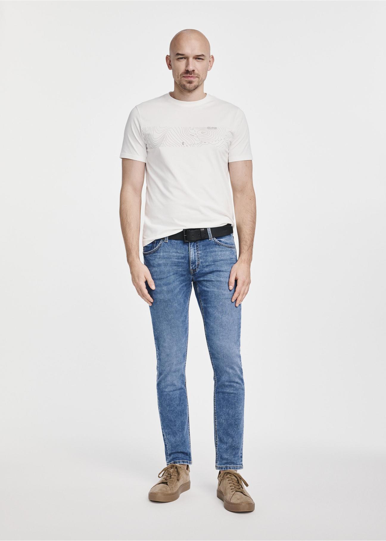 Cream men's t-shirt with print TSHMT-0126-12(W25)