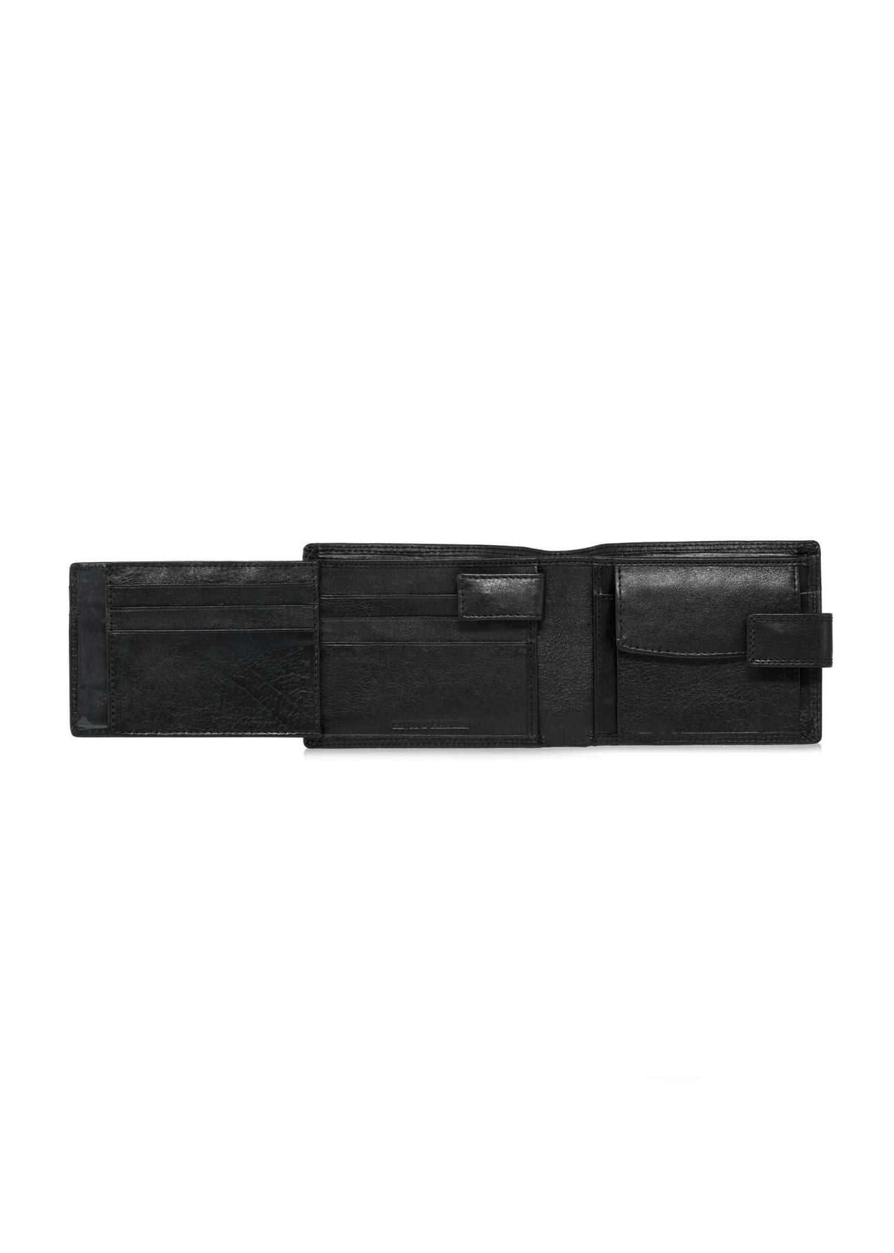 Men's black leather clasp wallet PORMS-0606-99(W24)-06