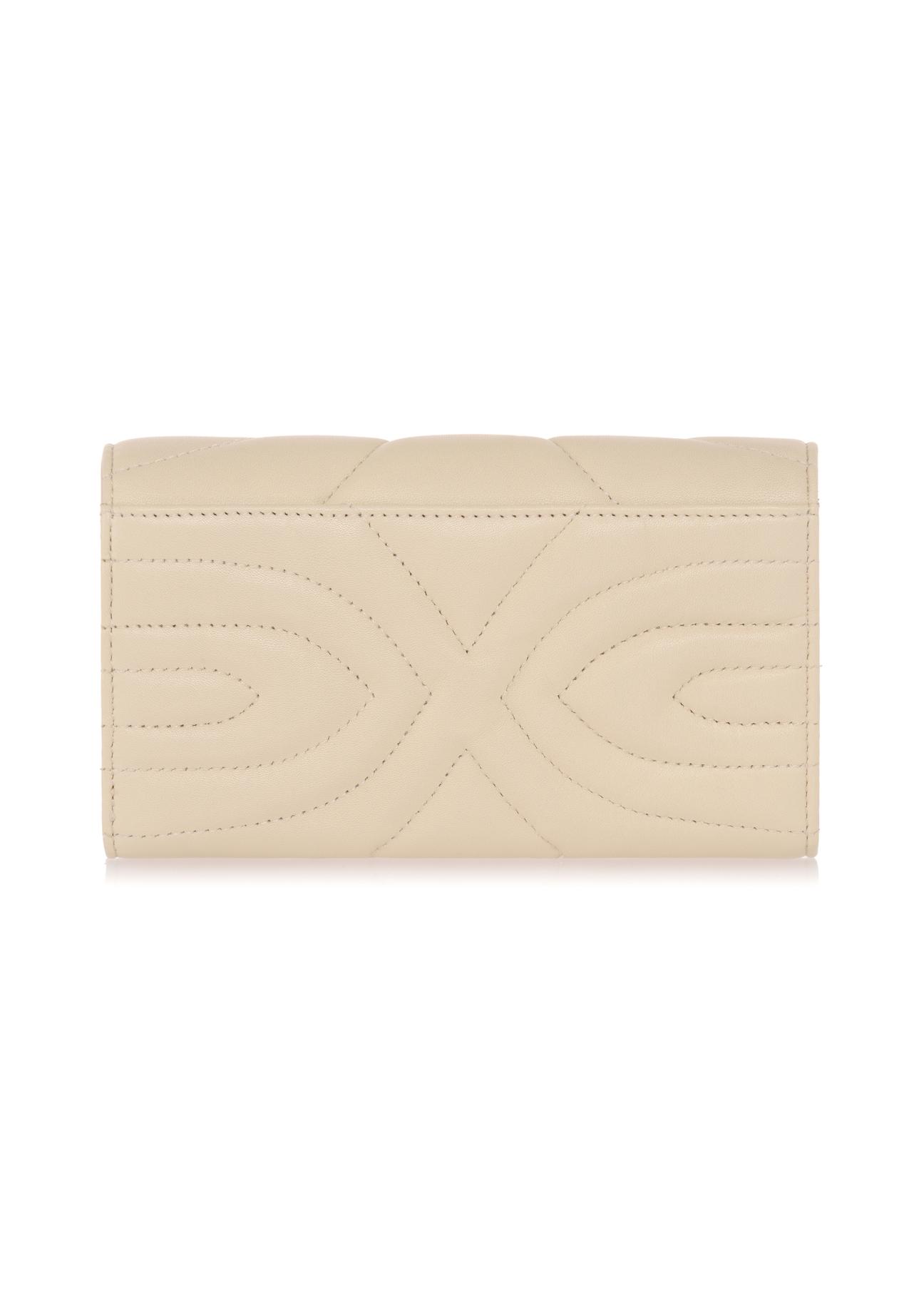 Large cream women's wallet with stitching PORES-0839-12(W23)-03