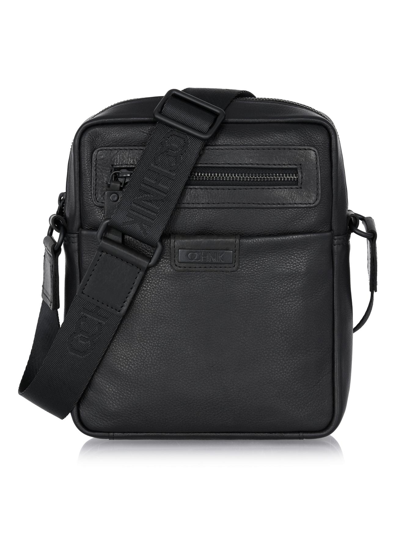 Black large leather men's postbag TORMS-0418-99(W24)-01