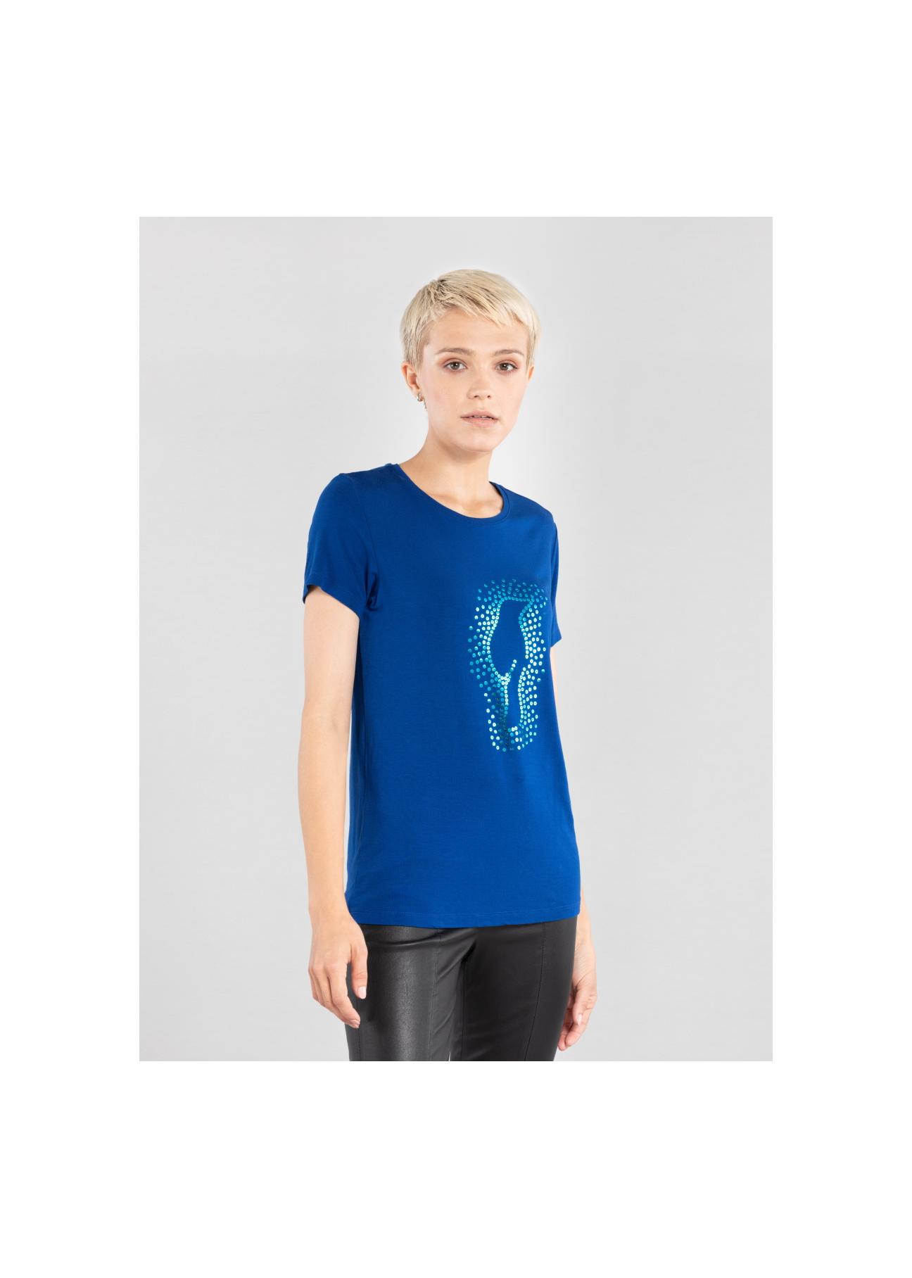 Blue Women's T-shirt with oriole TSHDT-0070-61(Z20)-01